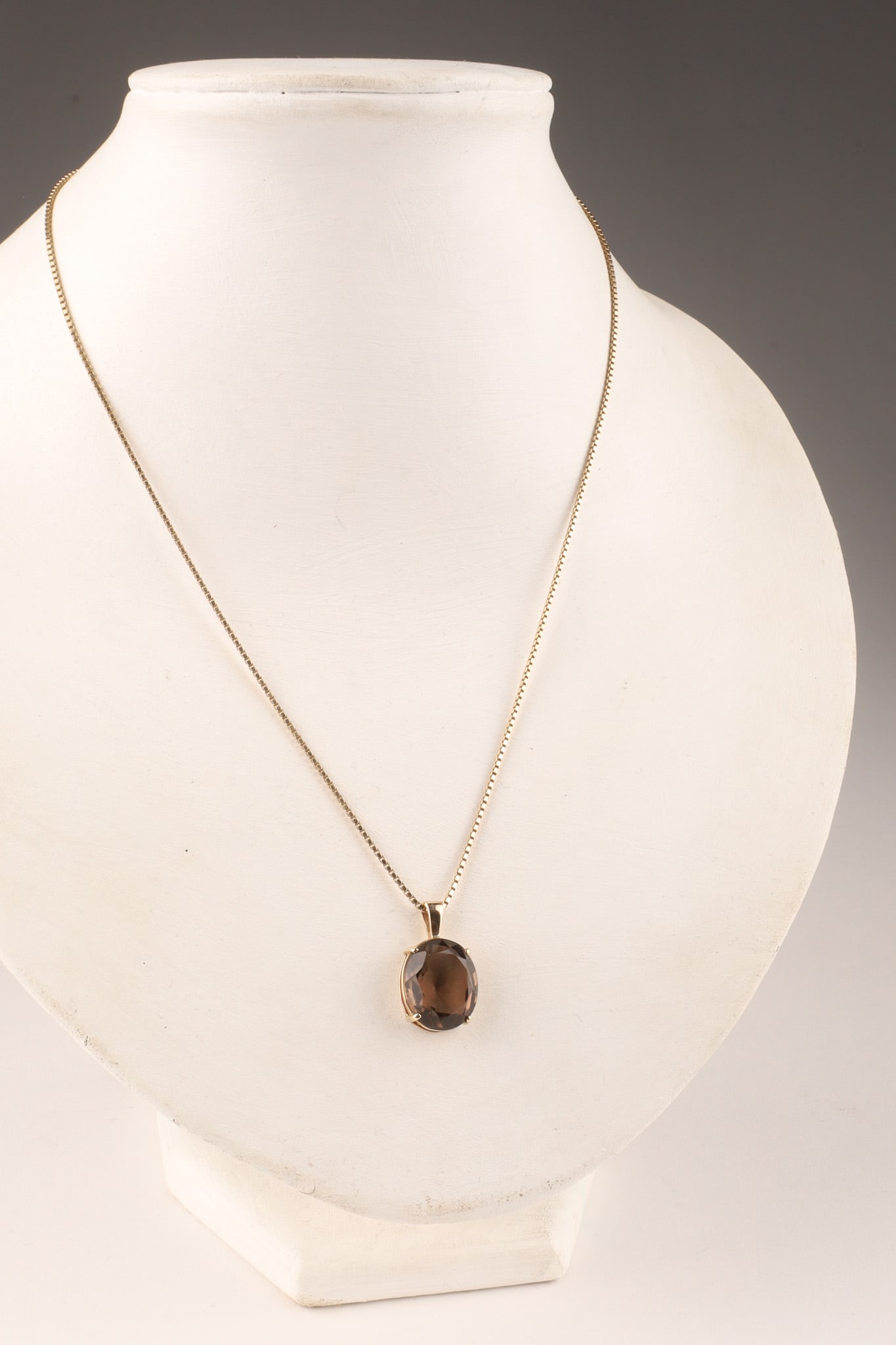 10K Gold Necklace Brown Smokey Quartz Pendant (1 of 9)