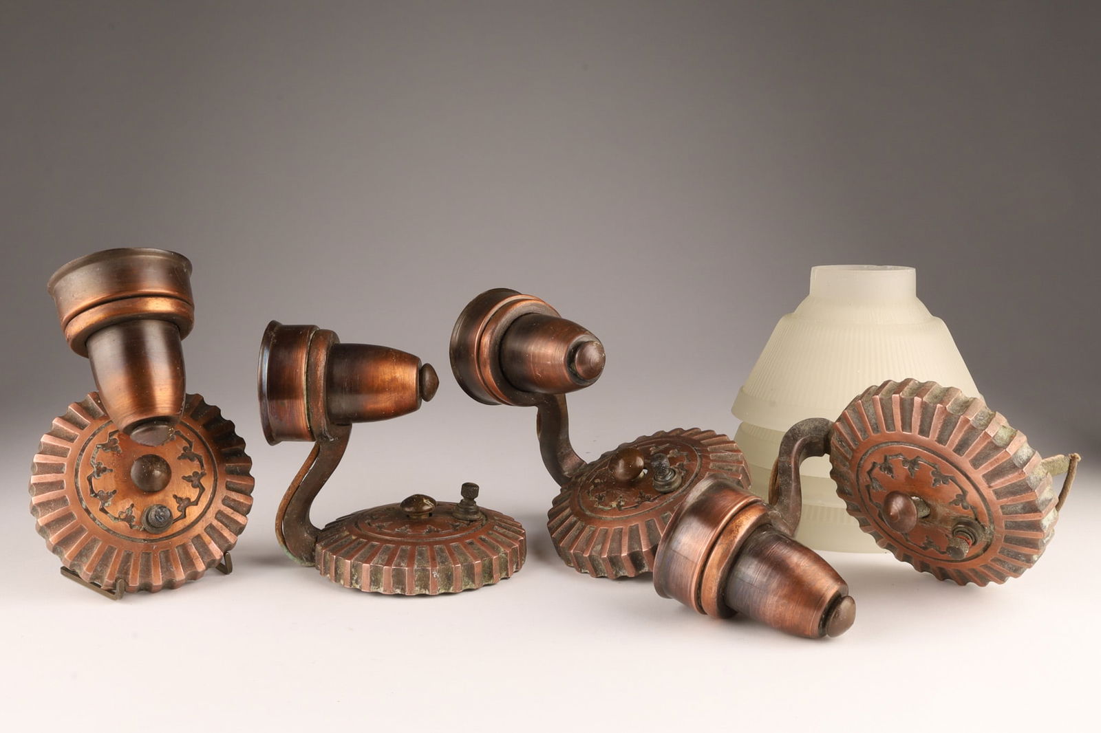 4 Art Deco Machine Age Slip Shade Wall Sconces (1 of 3)