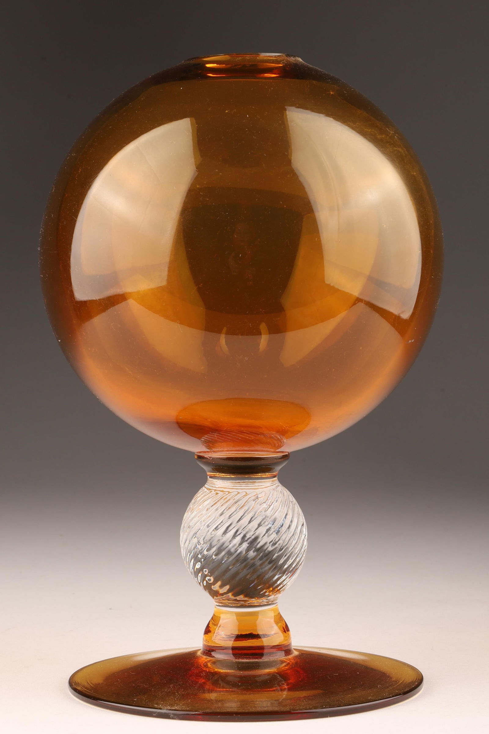 Cambridge Glass Amber Footed Ivy Ball Vase (1 of 5)