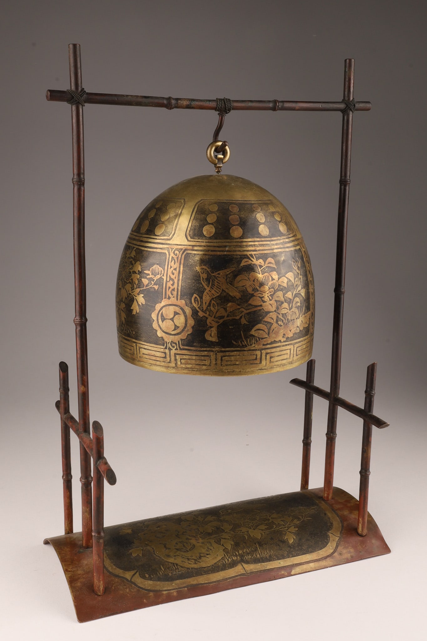 Chinese Bronze Temple Bell on Bamboo Stand (1 of 6)