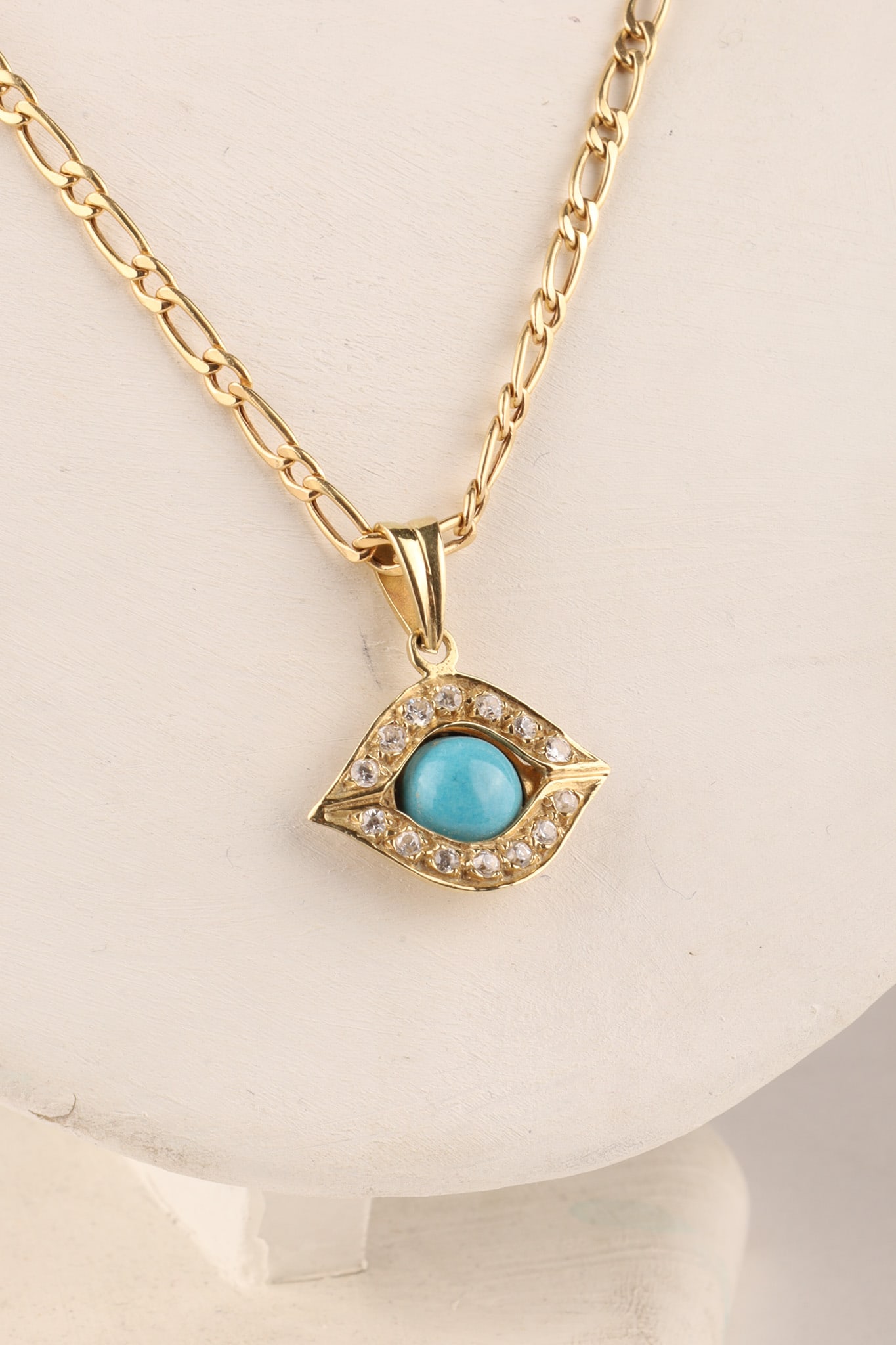 Italian 18K Gold Necklace Blue Evil Eye Pendant (1 of 7)