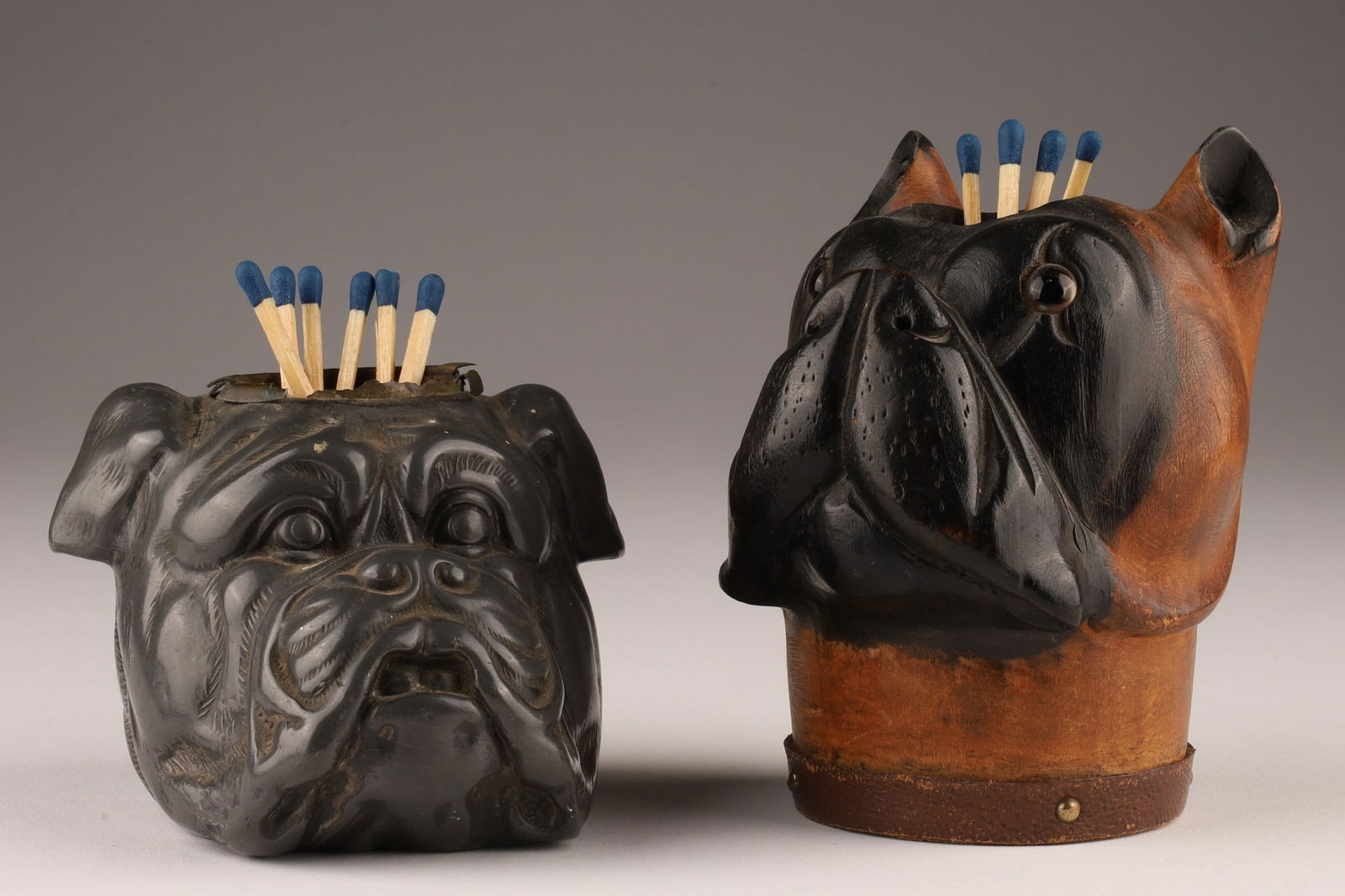 Lot Victorian Dog Head Match Holders Strikers (1 of 5)