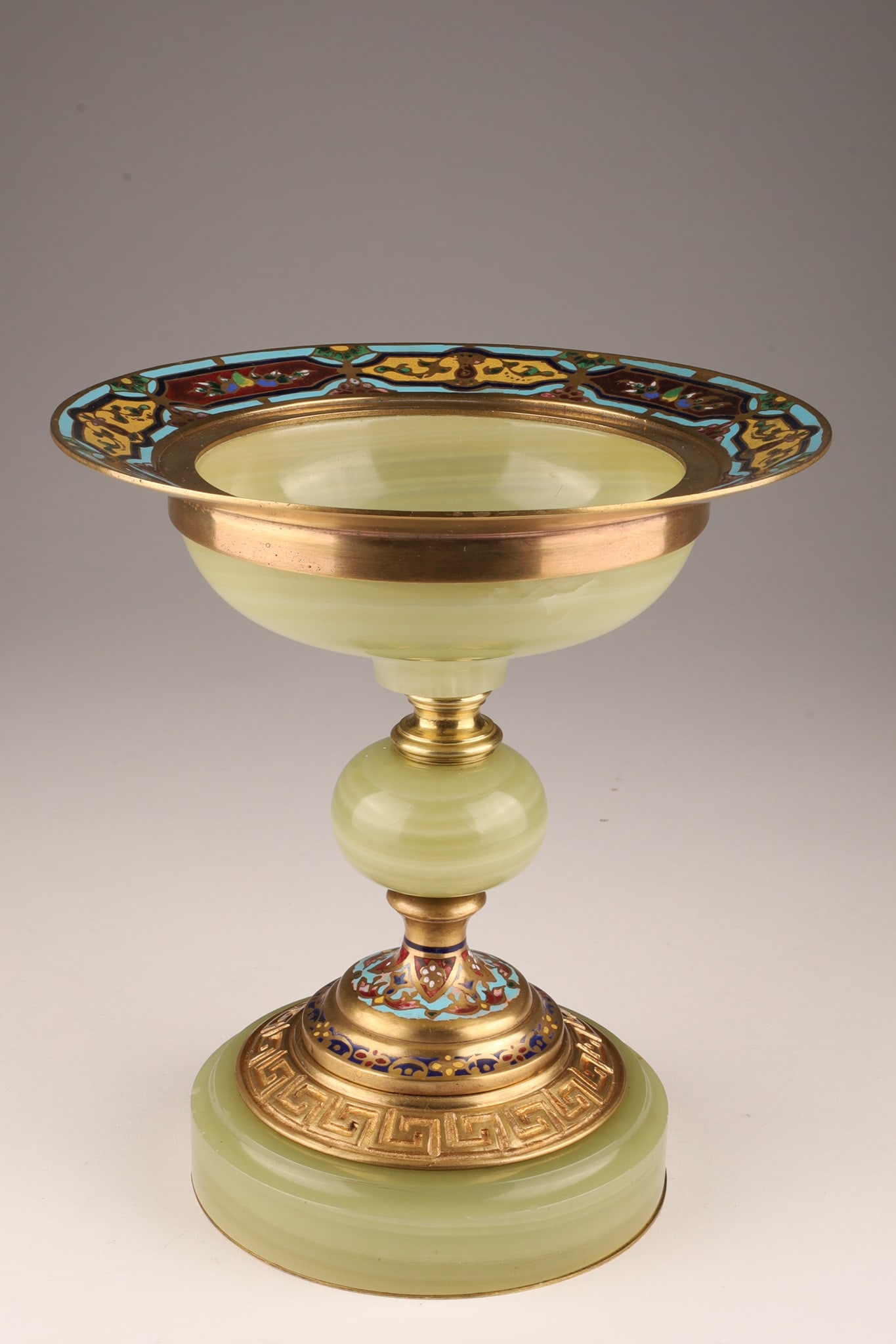 French Champleve Green Onyx Ormolu Chalice (1 of 7)