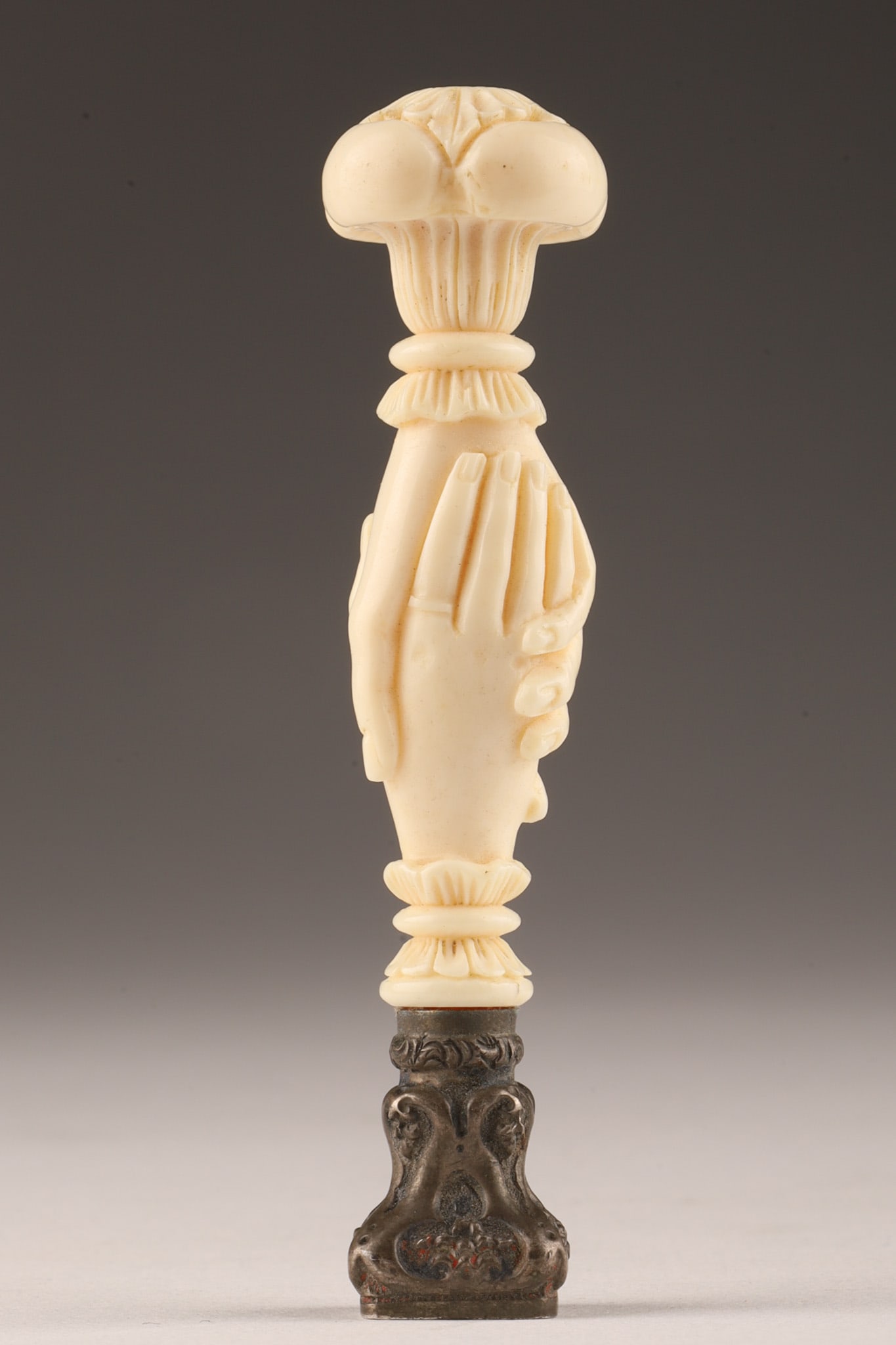 Antique Carved Clasped Hands Pocket Wax Seal (1 of 6)