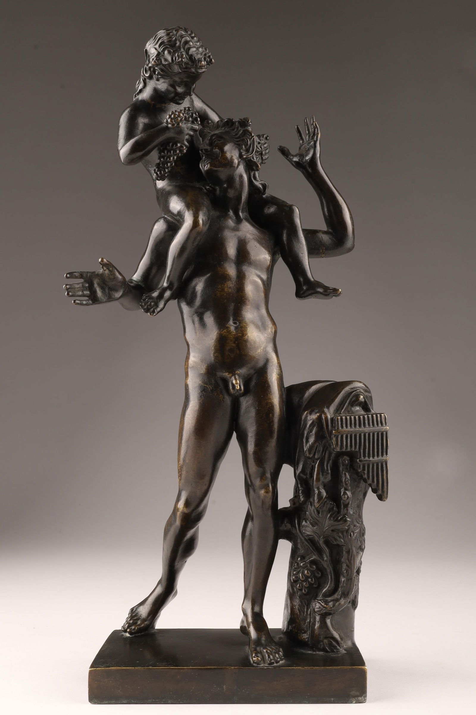Antique 19th C Bronze Figure Pan with Bacchus (1 of 10)