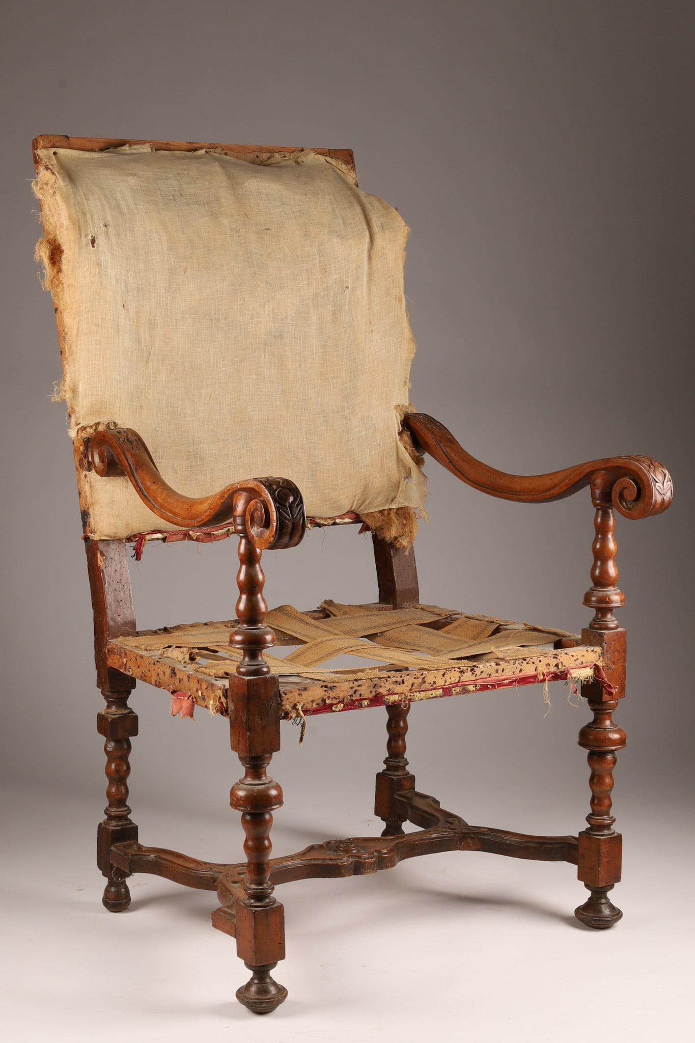 Antique Continental Carved Open Arm Chair Fauteuil (1 of 10)
