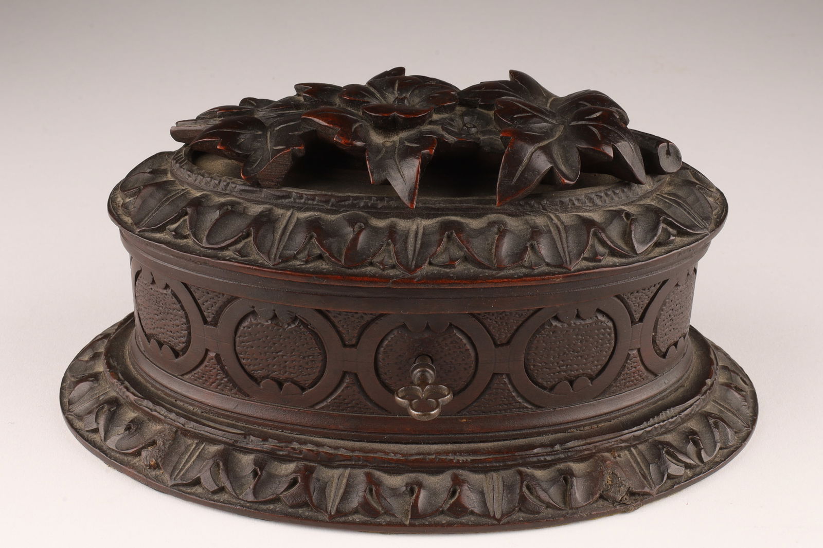Antique Black Forest Carved Locking Trinket Box (1 of 6)