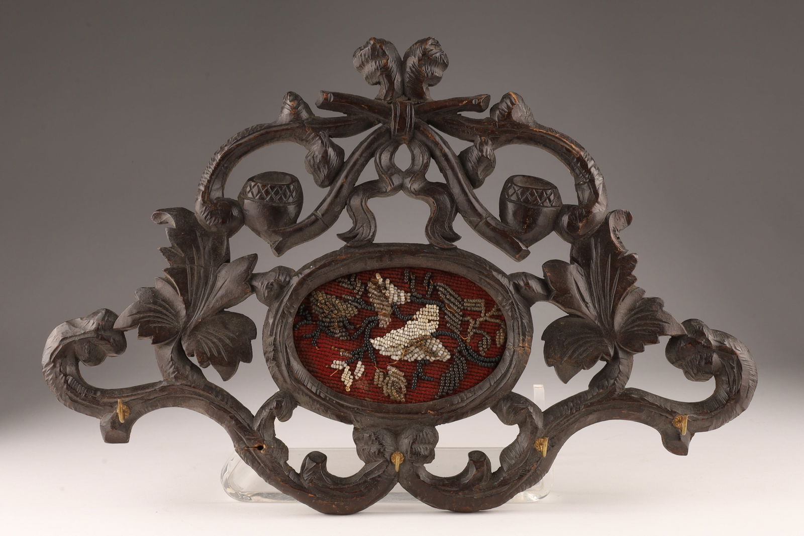 Antique Black Forest Carved Beaded Wall Hanging (1 of 7)