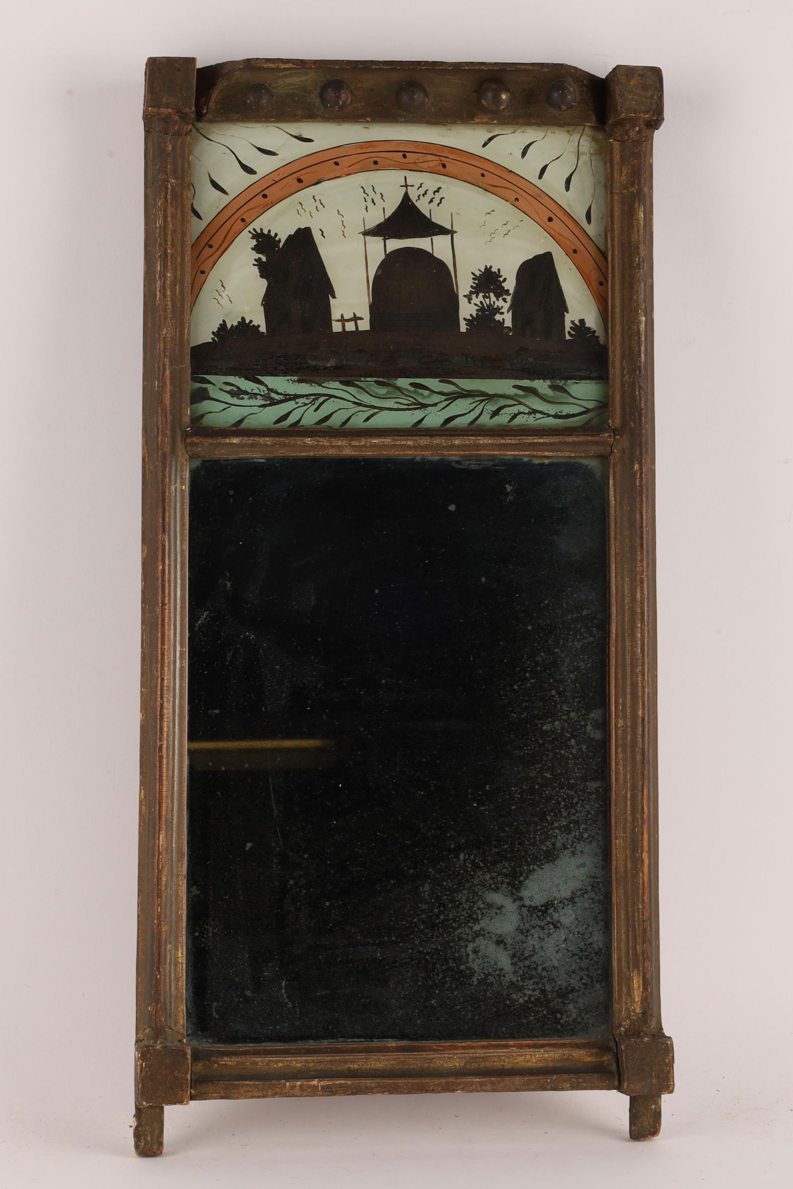 Folk Art Reverse Painted Federal Trumeau Mirror (1 of 5)
