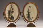 Pair Edwardian Oval Brass Photo Frames on Stands