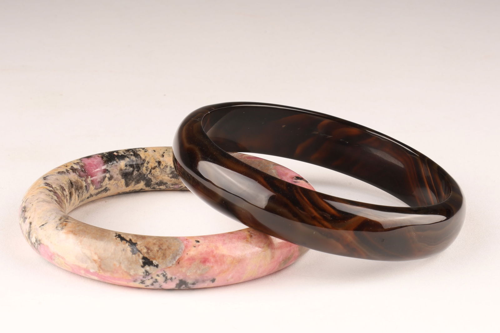 Pair of Bangles, Pink Rhodonite and Agate (1 of 4)