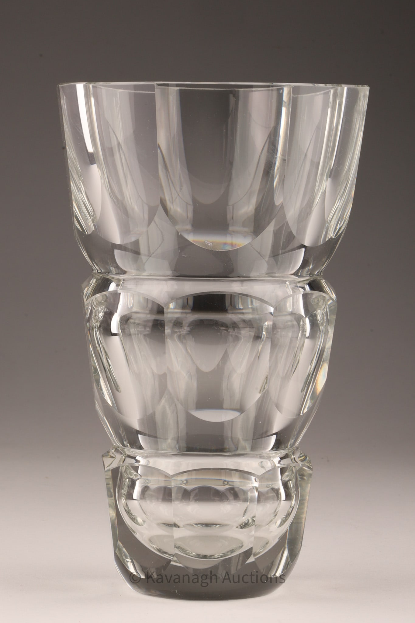 Art Deco MOSER Hoffman Faceted Glass Vase: Art Deco MOSER Hoffman Faceted Glass Vase. 8 inches H x 5 W.