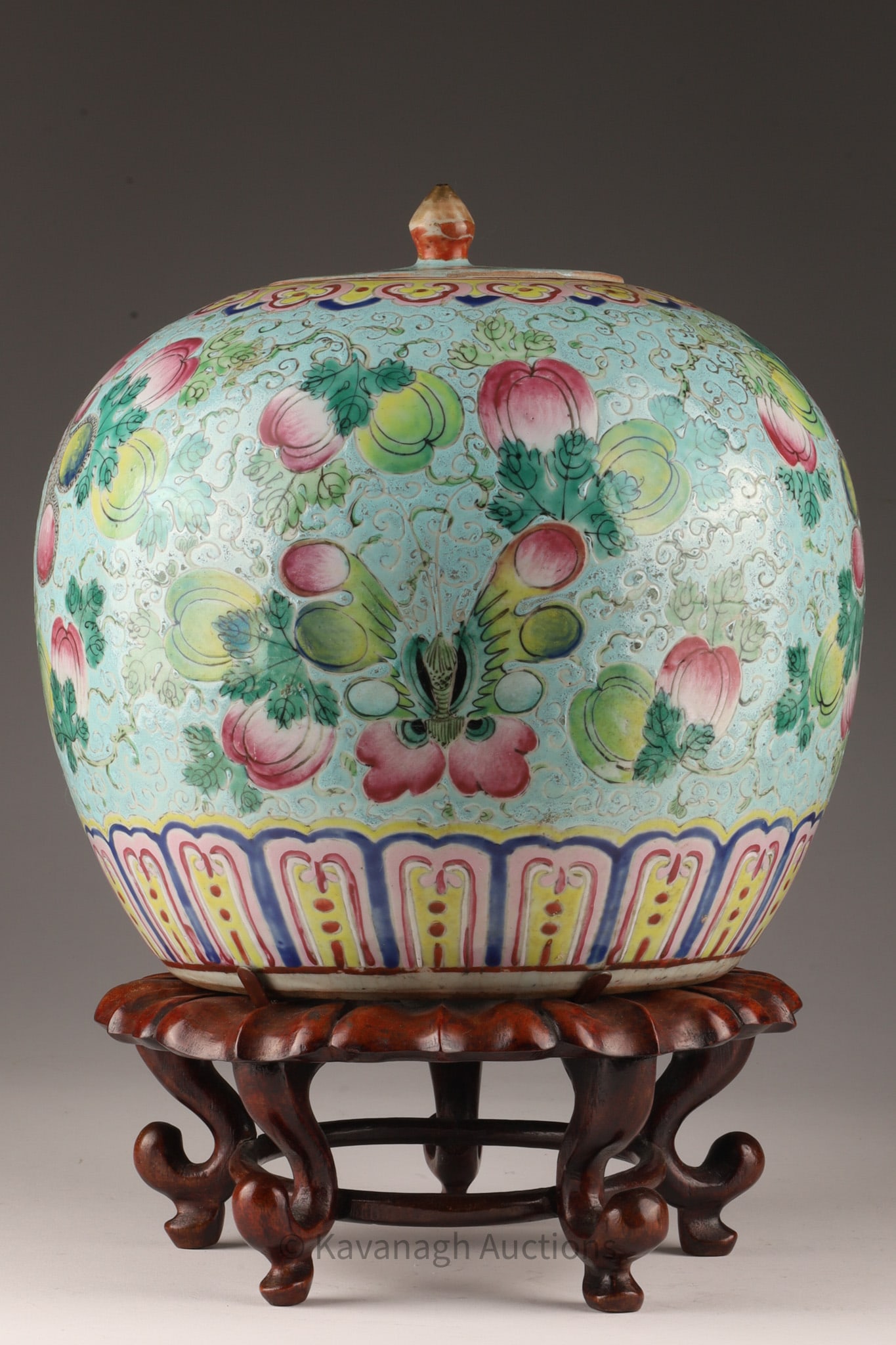 Antique Chinese Enameled Ginger Jar on Stand (1 of 10)