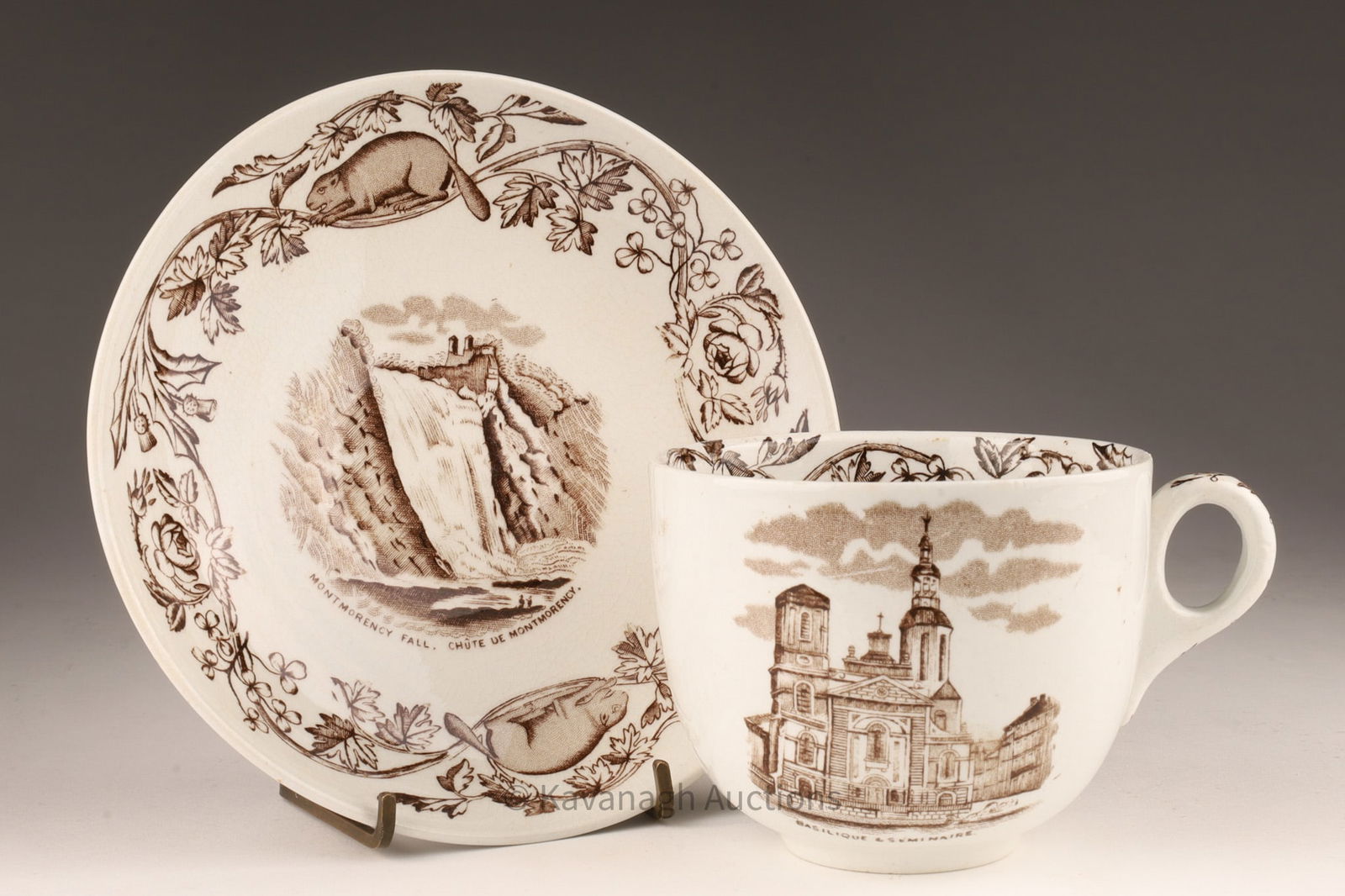 19th C Furnival Cup and Saucer with Quebec Scenes (1 of 10)