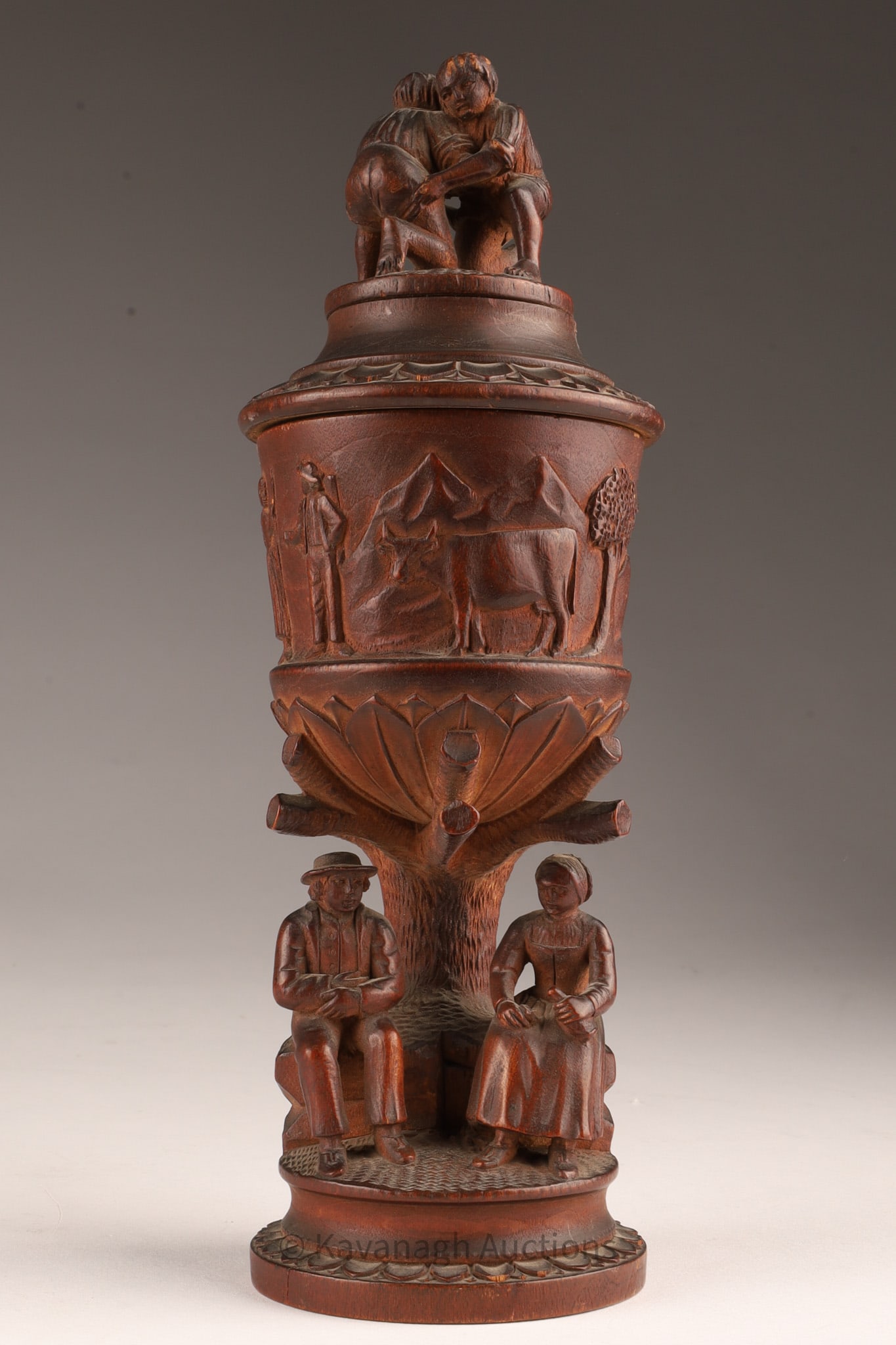 19th C Carved Black Forest Ceremonial Trophy Cup (1 of 9)