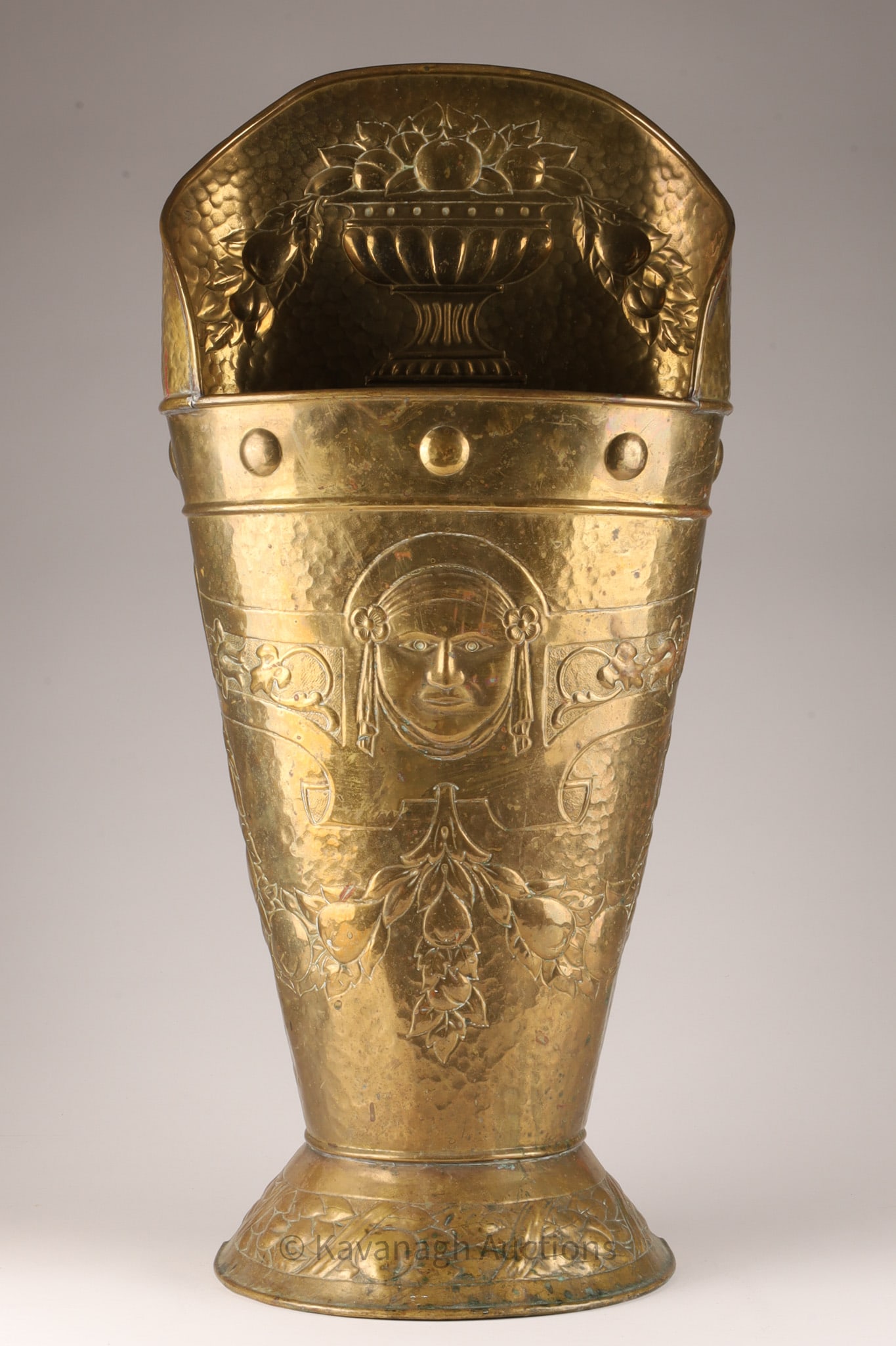 19th C French Brass Repousse Umbrella Stand (1 of 8)
