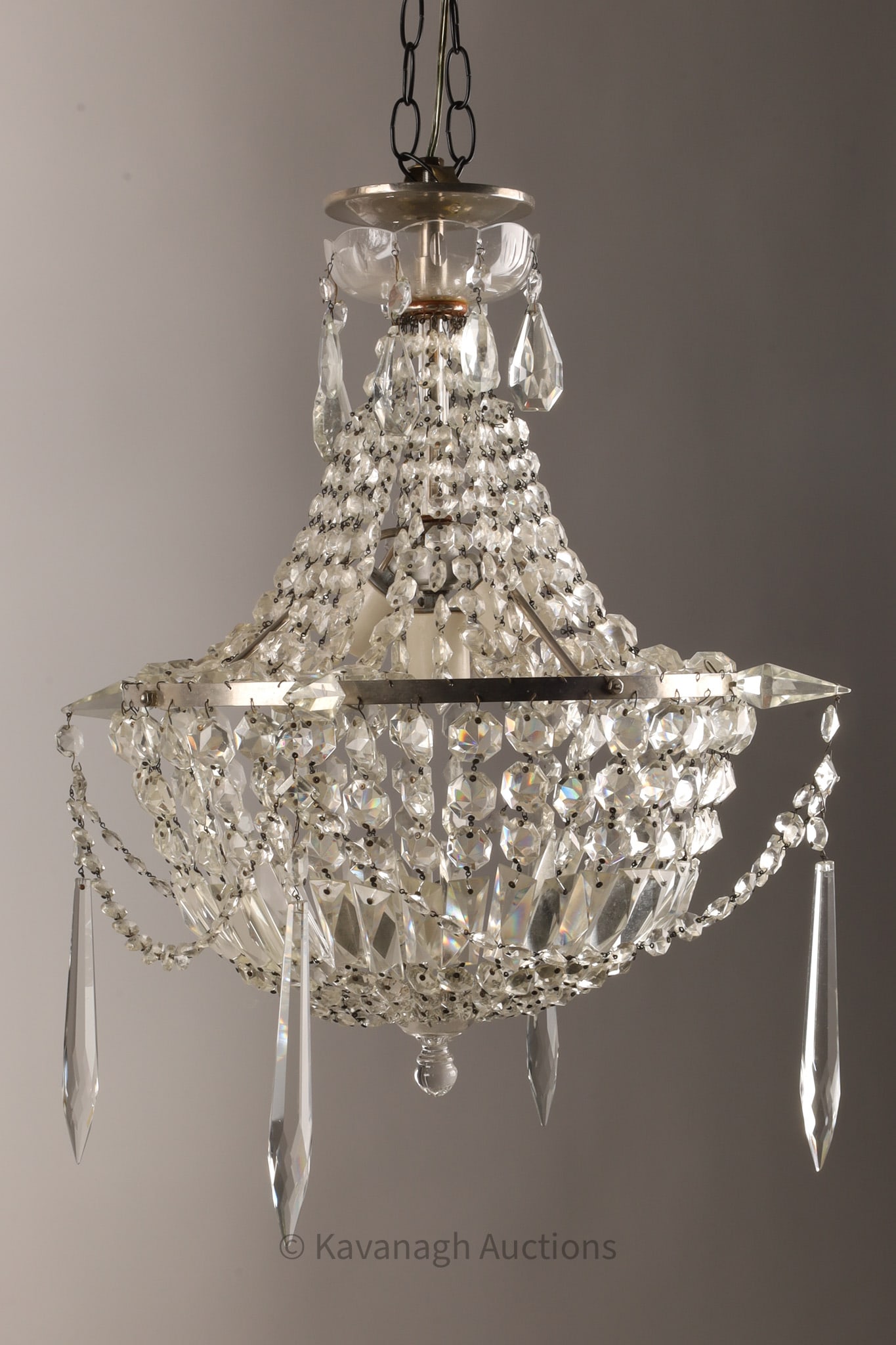 European Cut Crystal Basket Styled Chandelier (1 of 6)