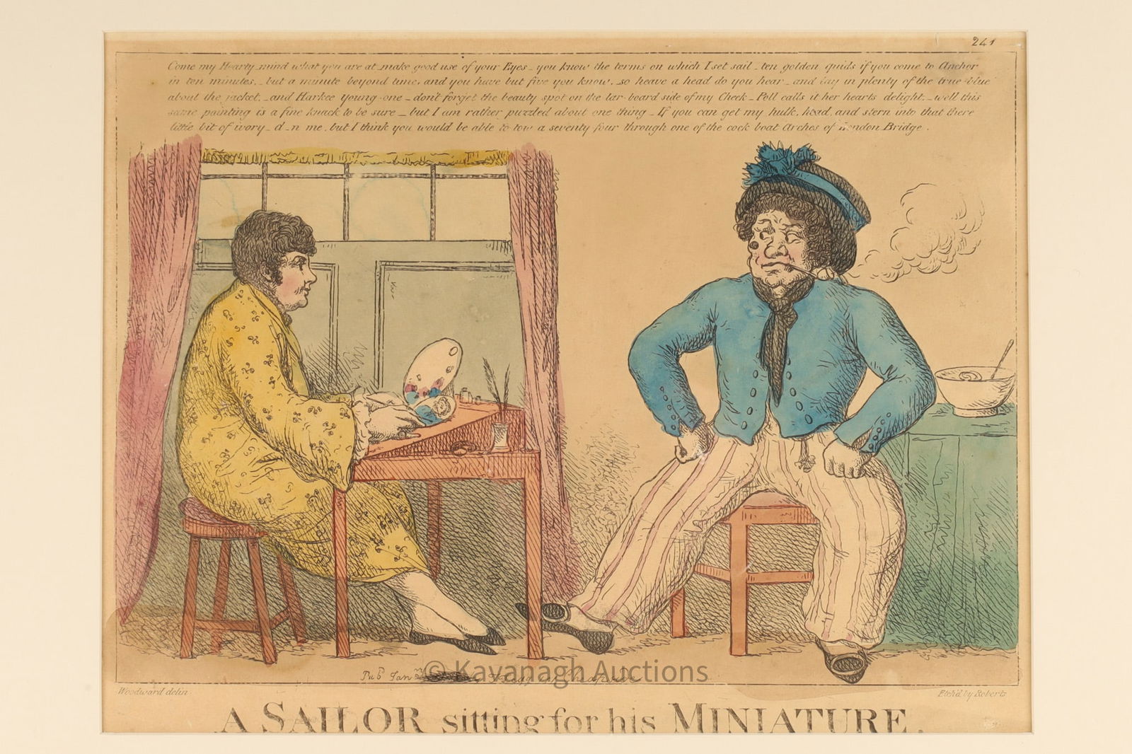Coloured Etching Sailor Sitting for His Miniature (1 of 5)