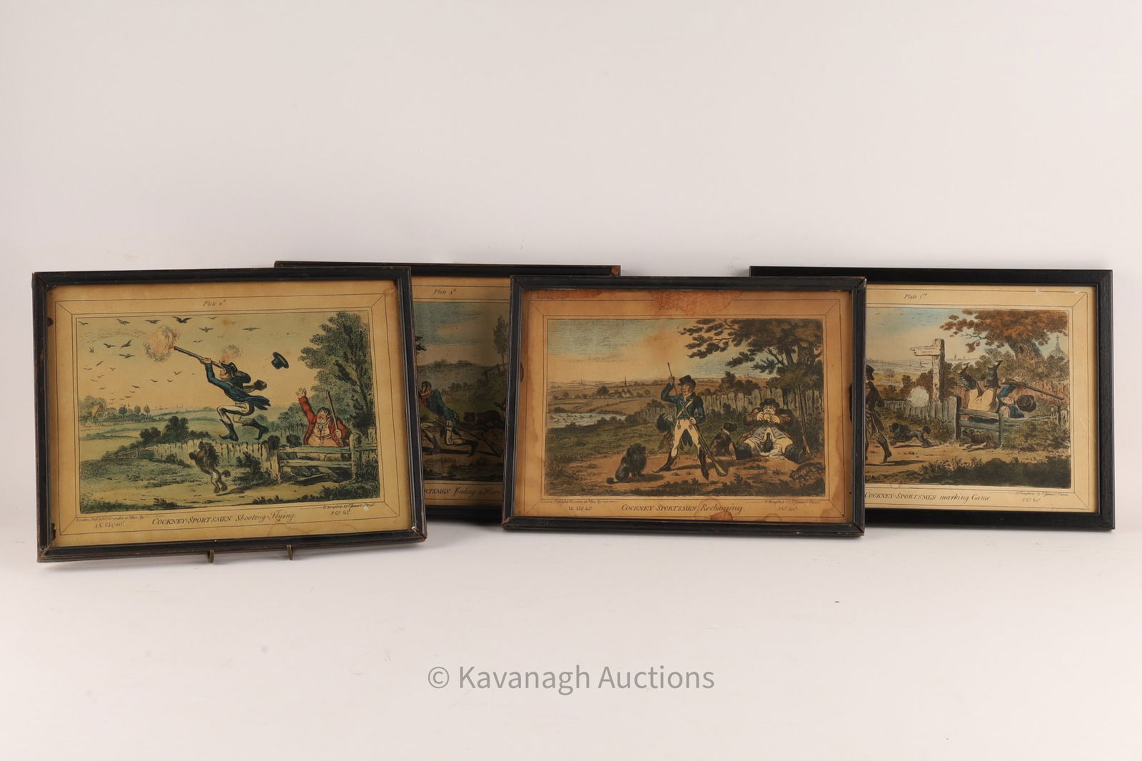 After James Gillray (1756-1815) Cockney Sportsmen: After James Gillray (1756-1815) A Set of Four Cockney Sportsmen Prints. Four Plates each framed, Printed November 1800 by Hannah Humphrey (1746- c 1818). Set comprised of - Plate 1st: Cockney Sportsme