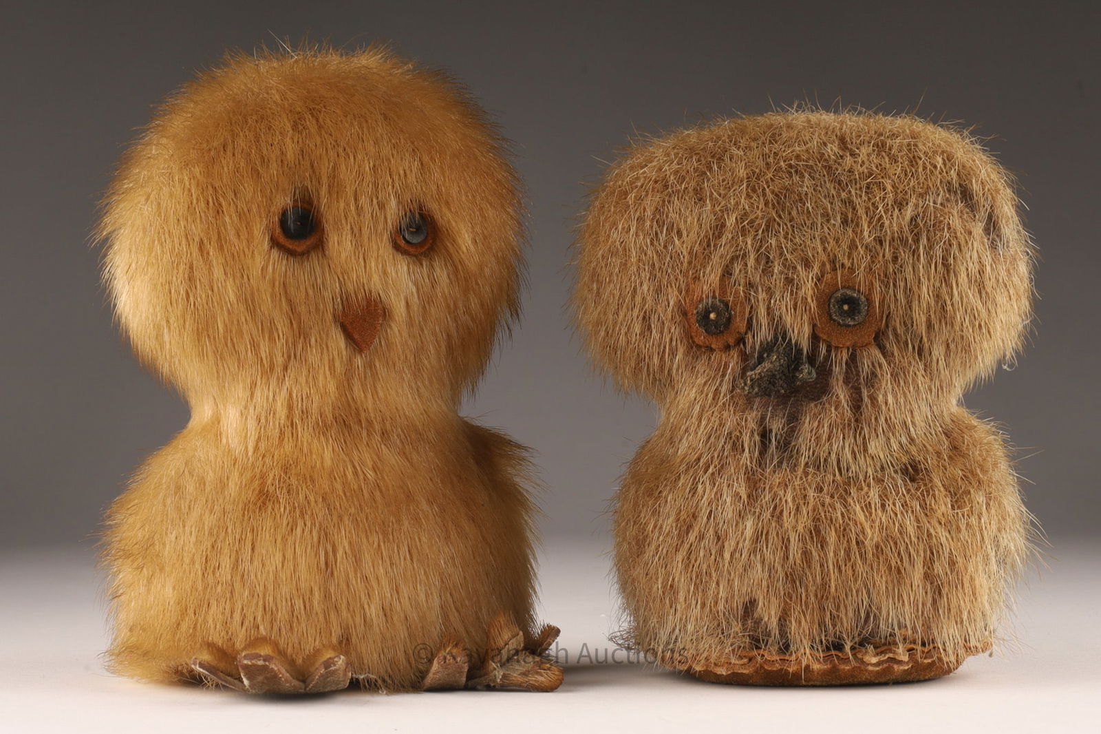 Lot of 2 1960s Inuit Sealskin Ookpik Owls (1 of 6)