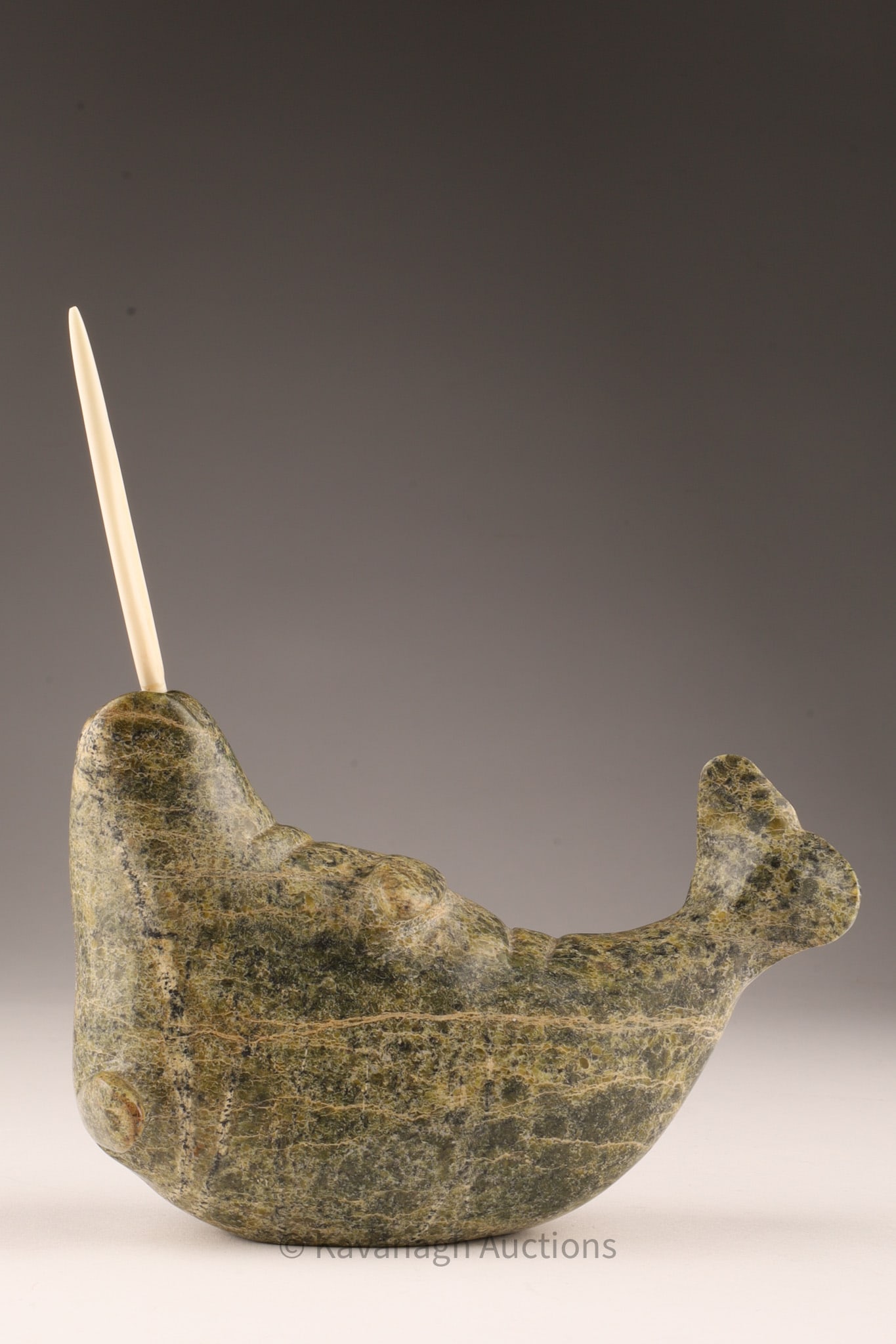 Playful Narwhal Inuit Soapstone Carving Kilabuk (1 of 6)
