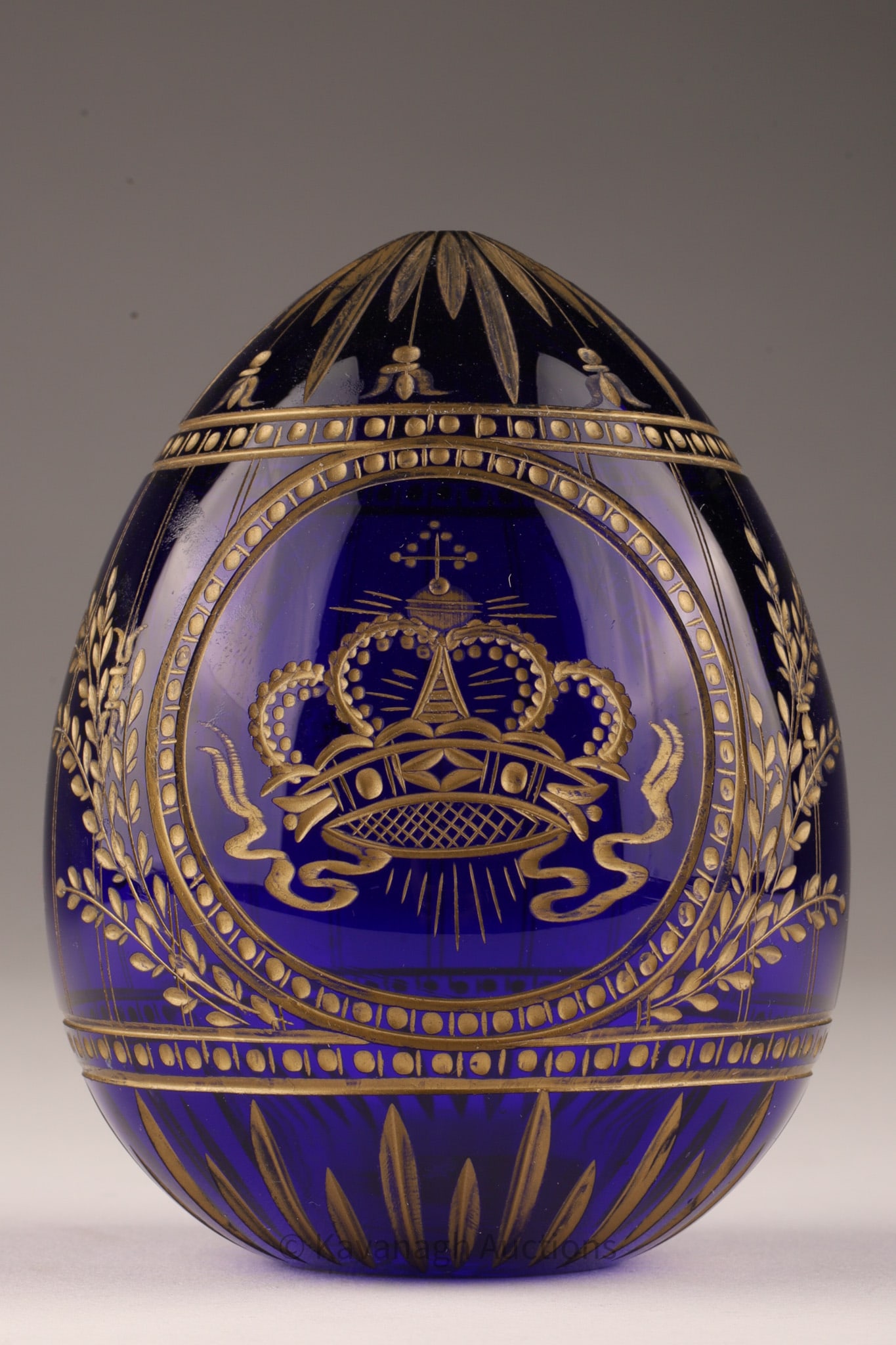 Russian Imperial Art Glass Cobalt Egg Gold Inlay (1 of 5)