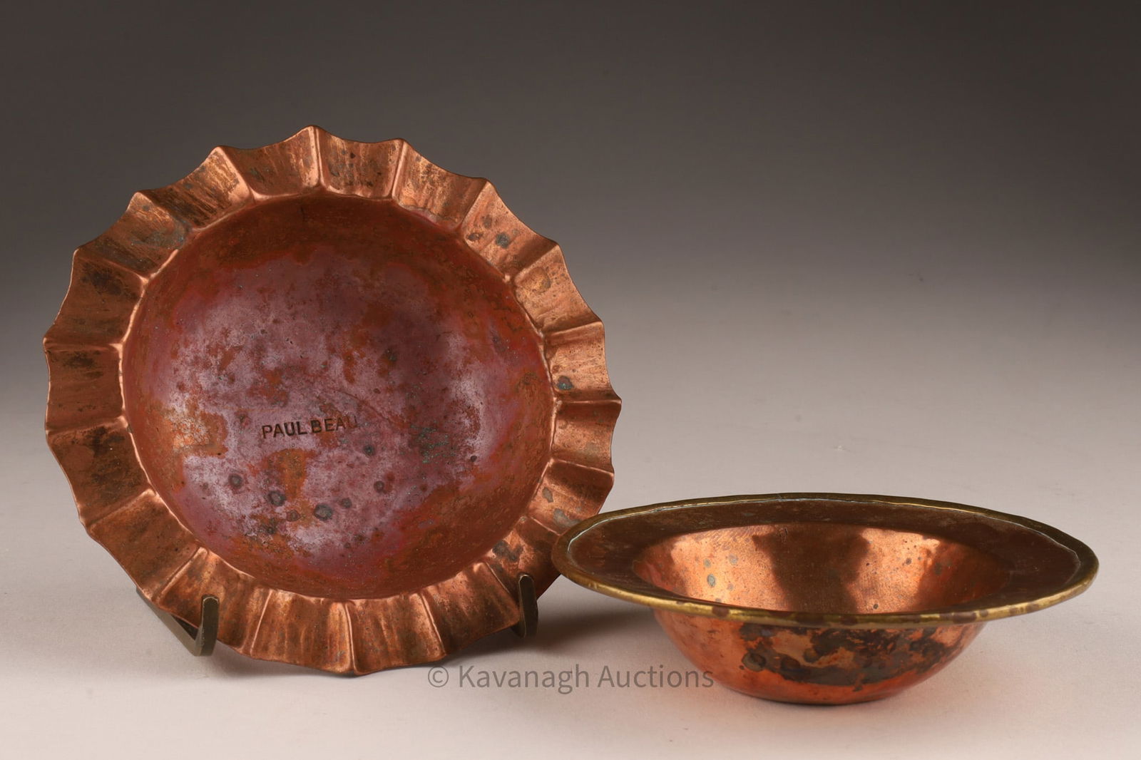 2 Paul Beau Small Bowls Brass and Copper Ashtrays (1 of 6)