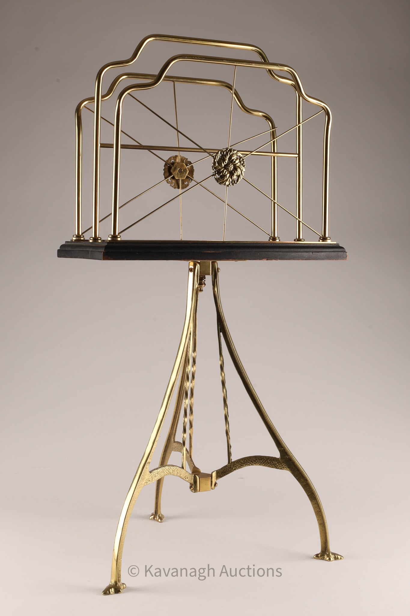 Victorian Style Brass Ebonzied Wood Magazine Rack (1 of 6)