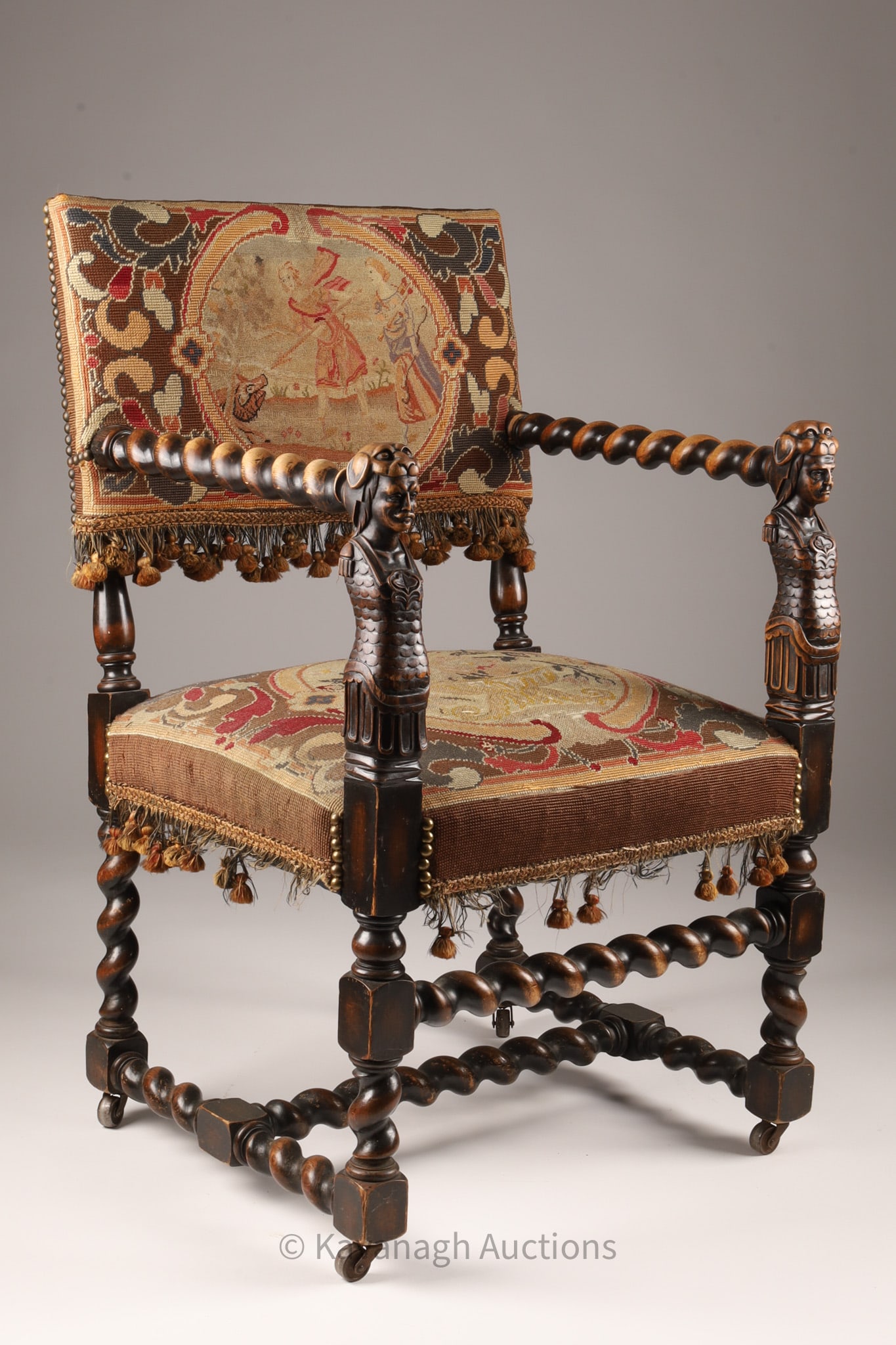 Franco Flemish Baroque Walnut Figural Armchair (1 of 10)