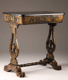 Antique Chinese Export Black Gilt Lacquer Table (1 of 14)