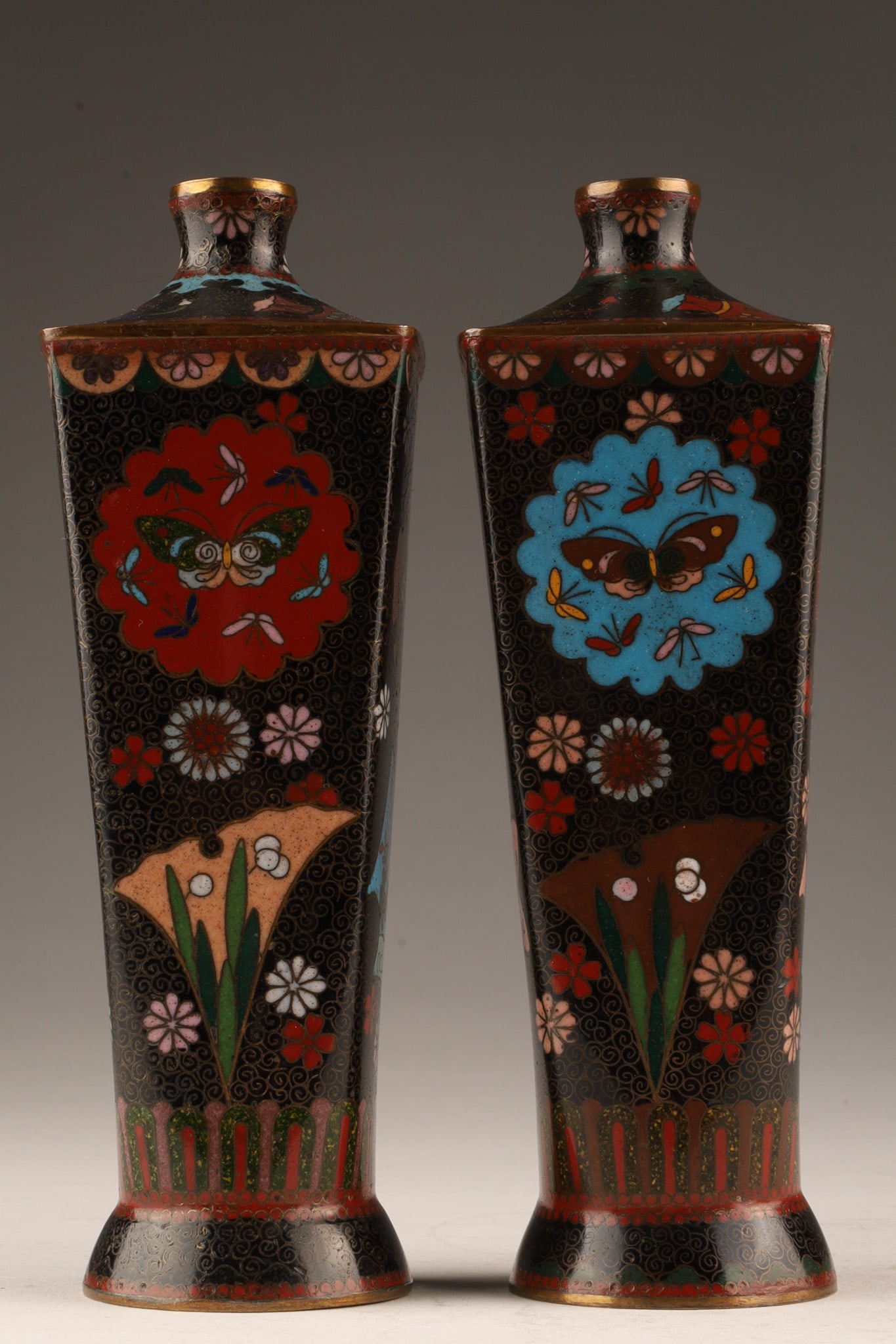 Fine Pair Antique Japanese Cloisonne Enamel Vases (1 of 7)