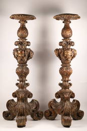 Pair Exceptional Massive 17th C Italian Torcheres