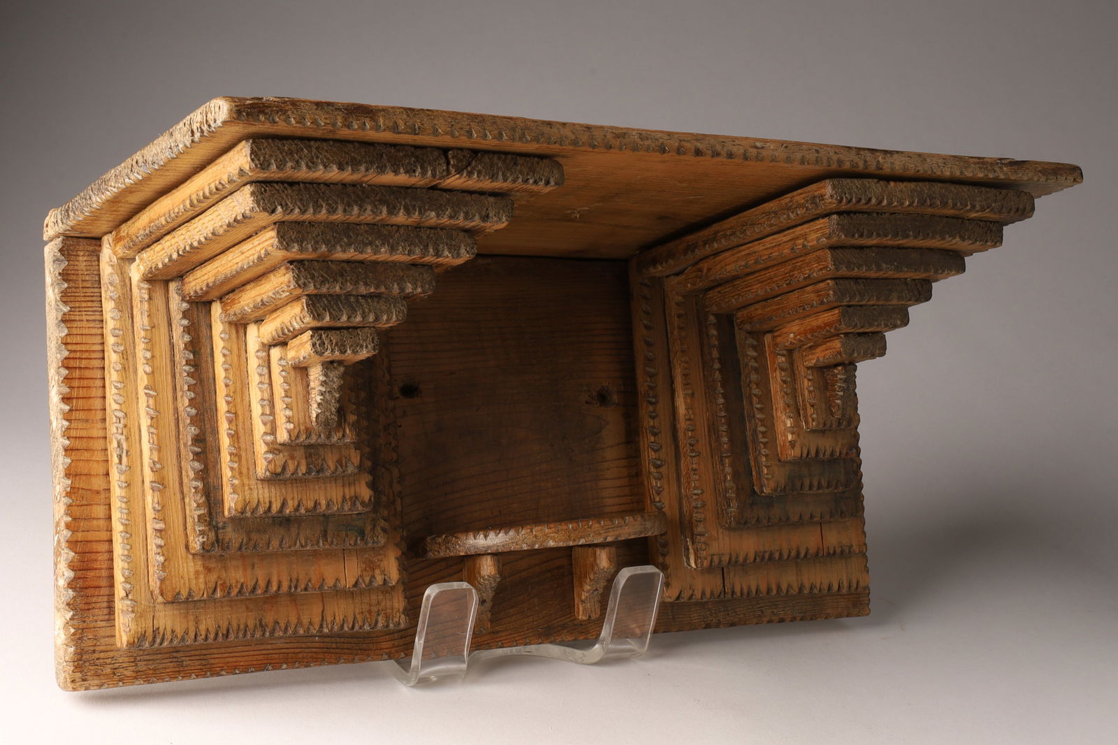 Folk Art Americana Tramp Art Bracket Wall Shelf (1 of 7)