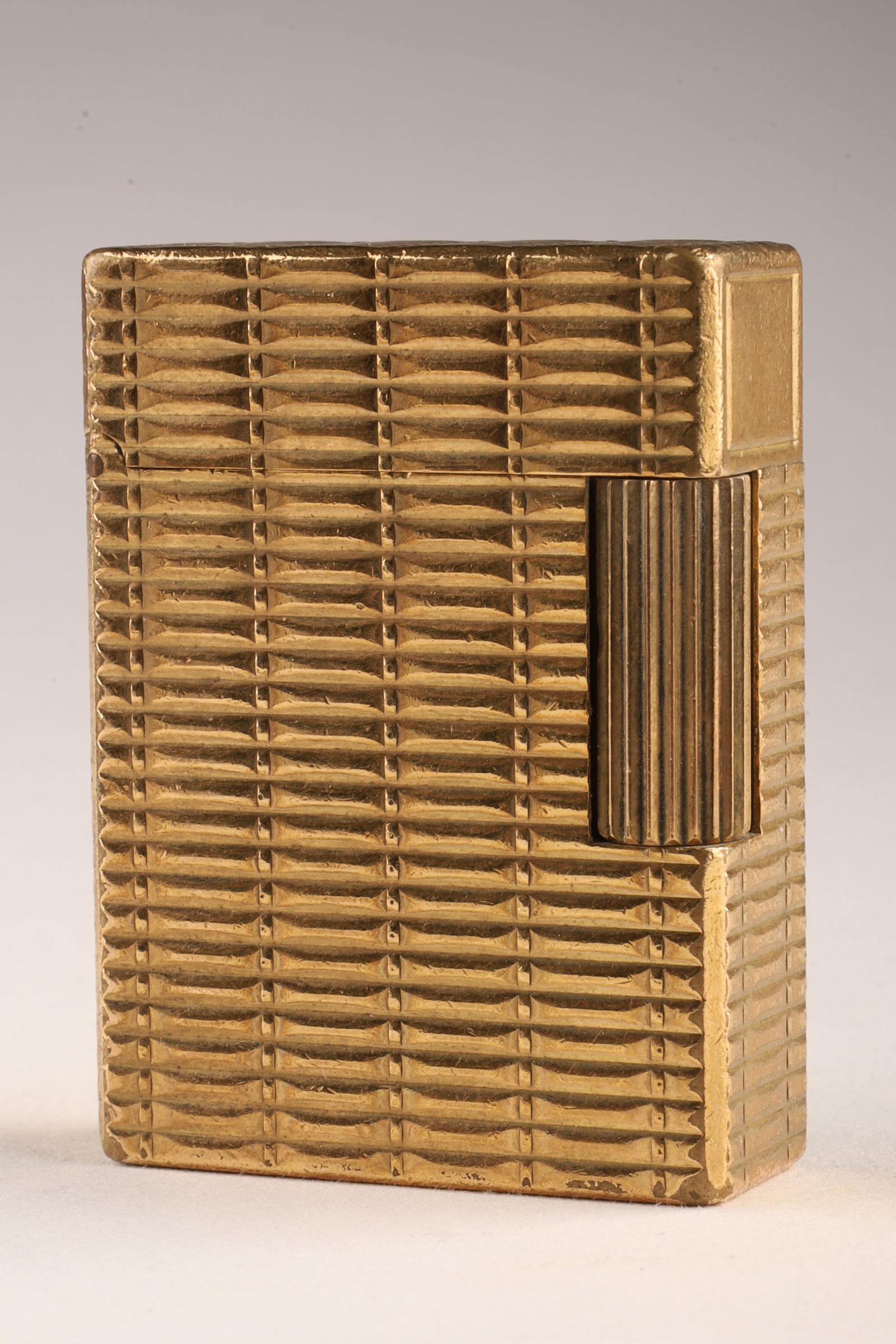 Vintage St Dupont Line 1 Gold Plated Lighter: Vintage St Dupont France Line 1 Gold Plated / Guilloche Lighter. 1.75 inches H x 1.25 W.