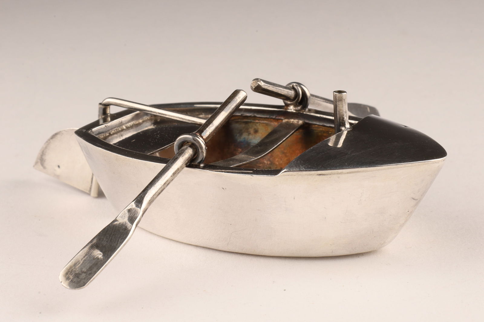 Small .900 Silver Rowboat Boat Salt Cellar, Egypt (1 of 6)