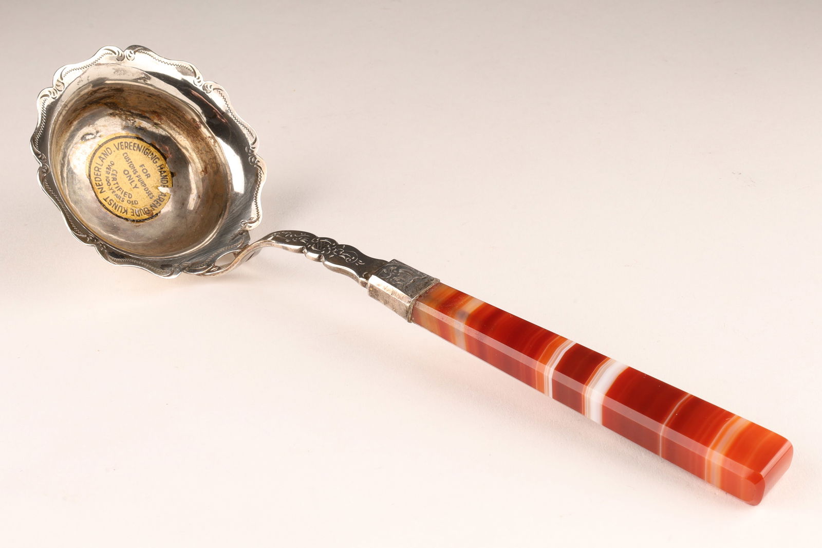 Antique Sterling Dutch Brandy Spoon Agate Handle (1 of 6)