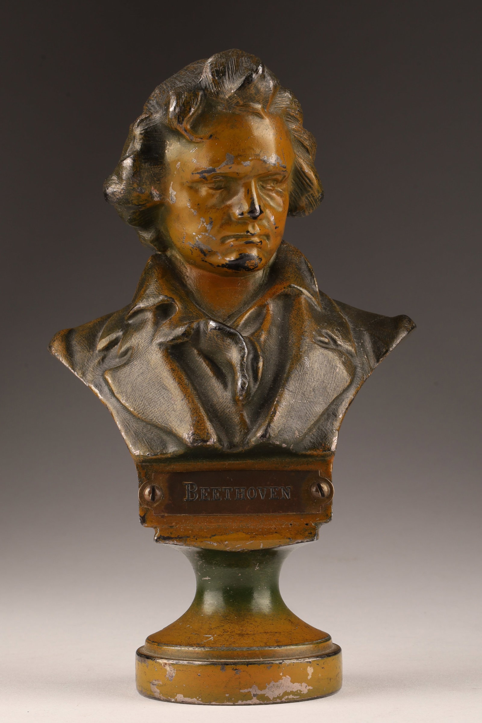 Antique Miniature Cold Painted Bust of Beethoven: Antique Miniature Cold Painted Bust of Beethoven. 6 inches H x 3.5 W.