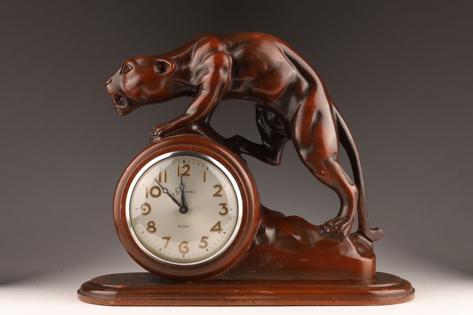 Antique Wood Carved Panther Session Clock (1 of 7)