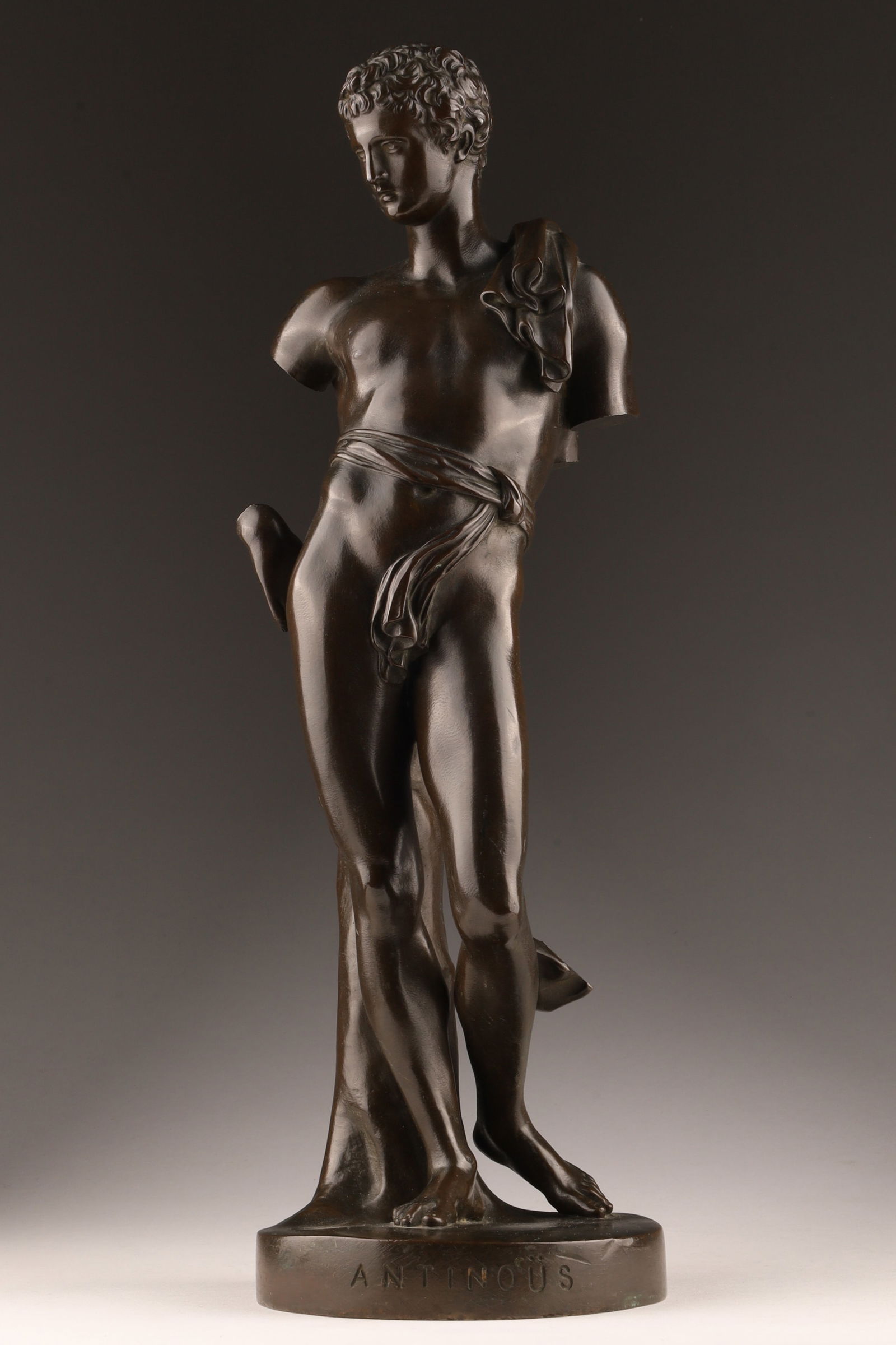 Antique 19th C Italian Bronze Sculpture Antinous (1 of 10)