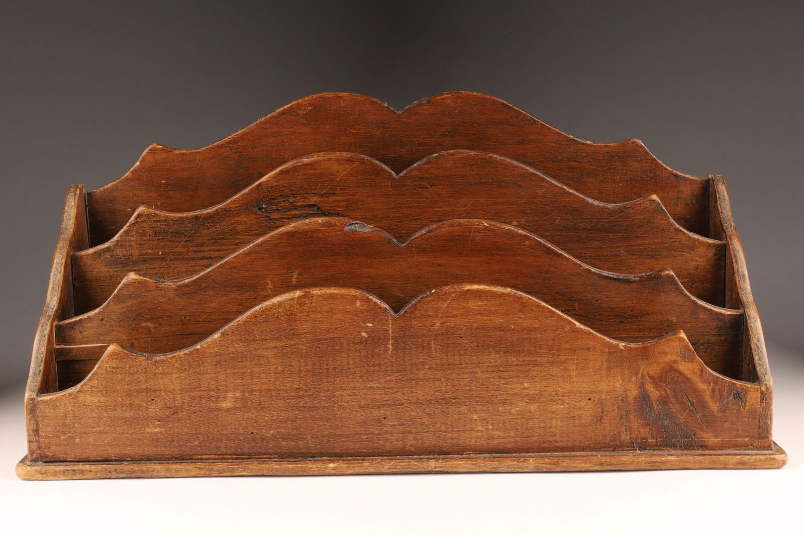 Antique Scalloped Wood Mail Letter Holder (1 of 4)