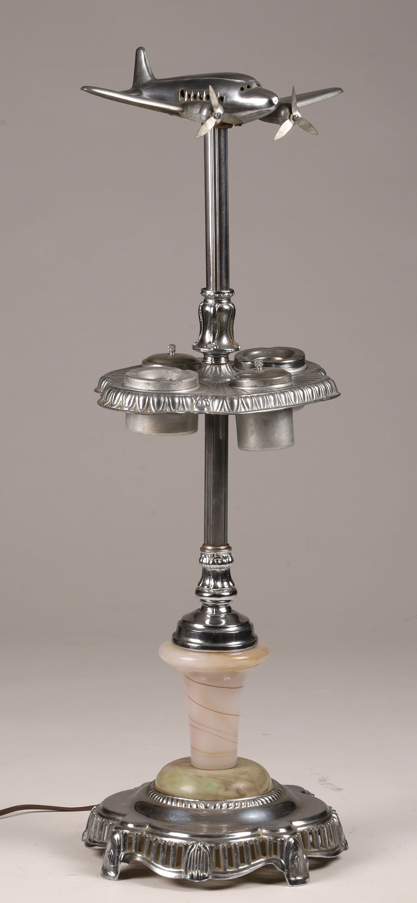 Art Deco 1940s Lighted DC3 Airplane Floor Ashtray (1 of 7)
