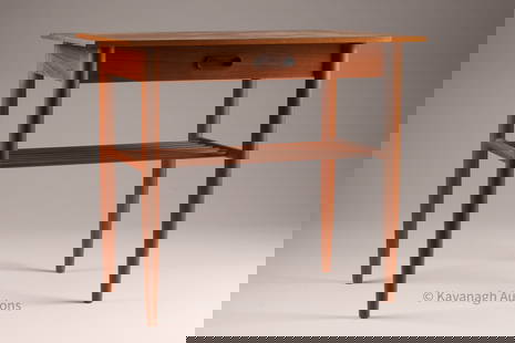 1960s MCM Danish Modern Teak Side Table: 1960s Danish Mid Century Modern Teak Side Table with single drawer and rung shelf. 24 inches W x 15 deep x 21 H.