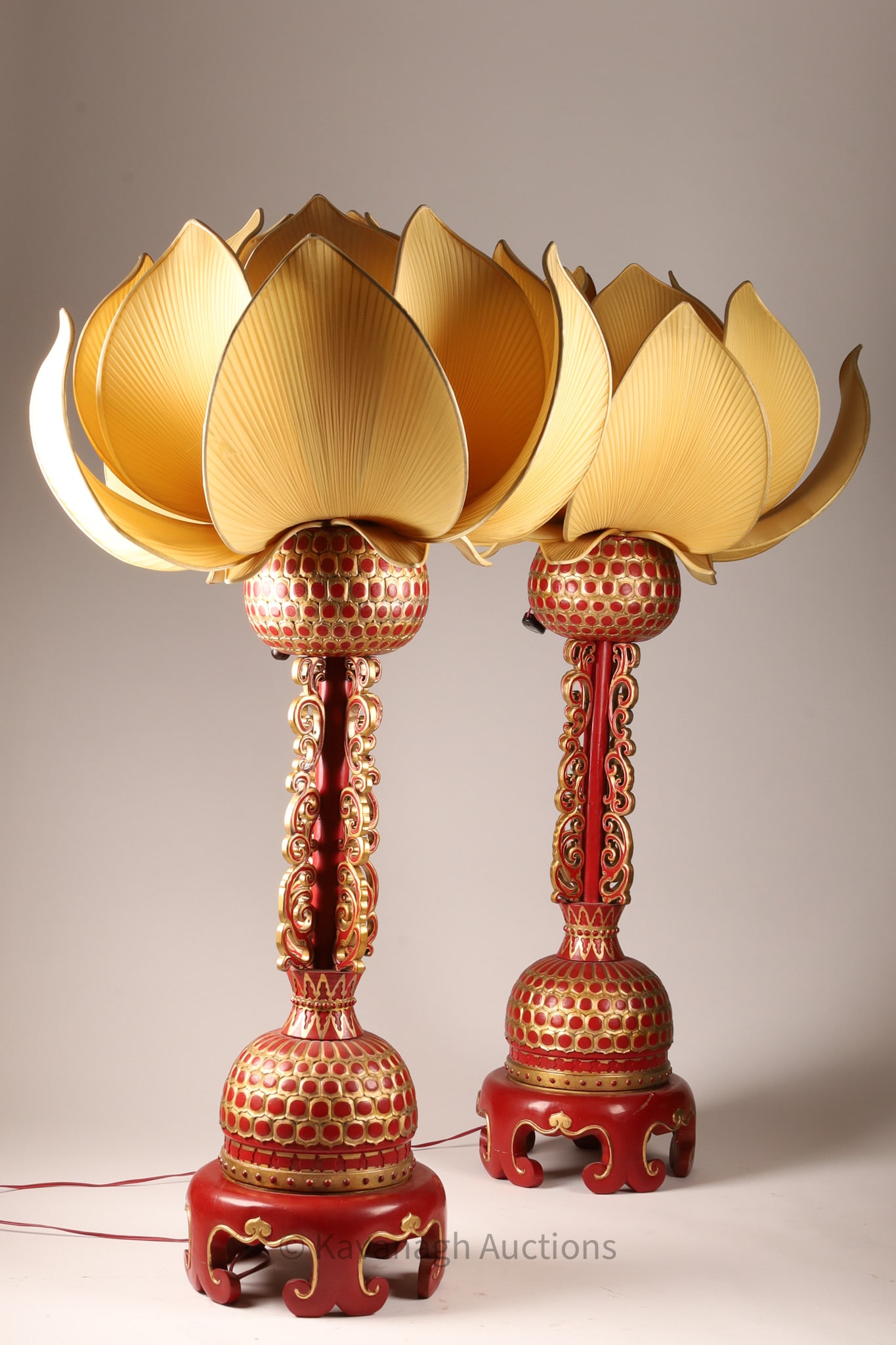 Large Chinese Floor Candle Stands Lotus Shades (1 of 11)