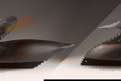 Wildfowler Decoy Company Hollow Black Duck: Wildfowler Decoy Company Hollow Black Duck Marked on underside, Old Saybrook, Connecticut. 16 inches L x 6 H x 7 W. Small repair to neck.