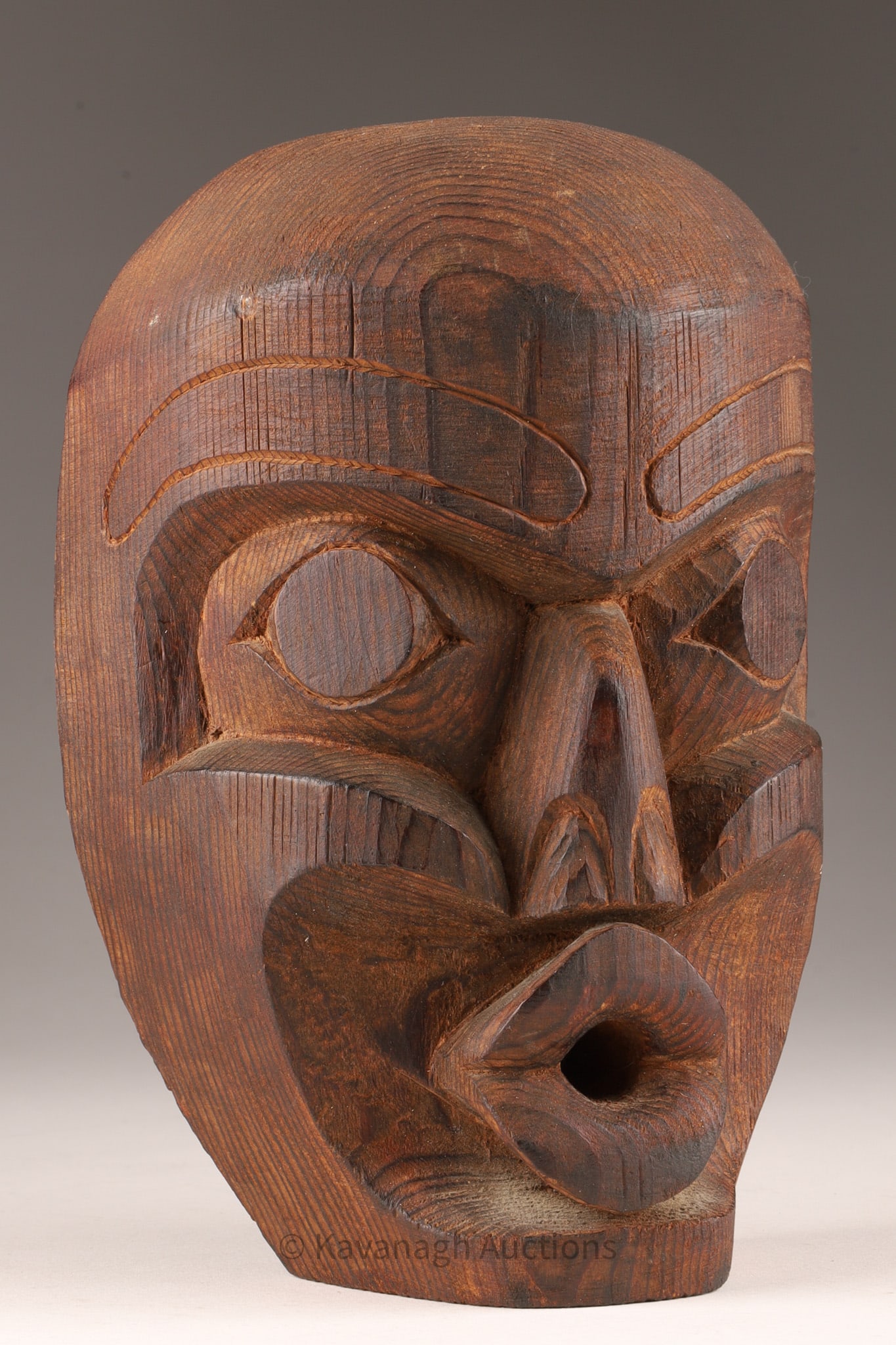 Signed Northwest Coast Carved Cedar Wood Mask (1 of 6)