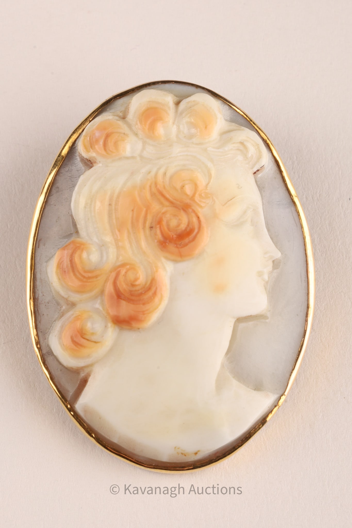 Antique 14K Gold Shell Carved Cameo Brooch (1 of 6)
