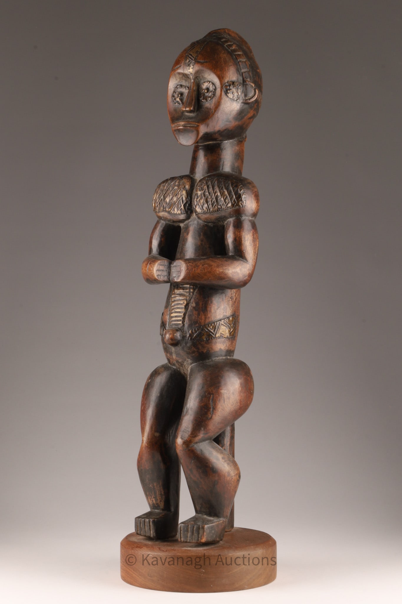 African Fang Wood and Brass Ancestor Statue (1 of 6)