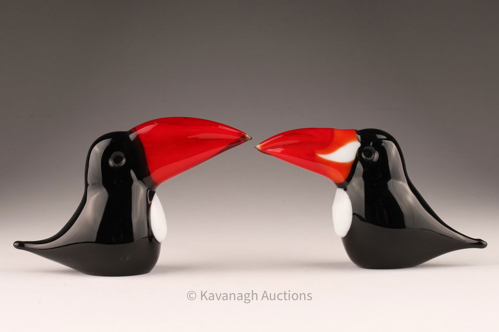 Pair MCM Murano Art Glass Toucans Parrots ICE-T (1 of 5)
