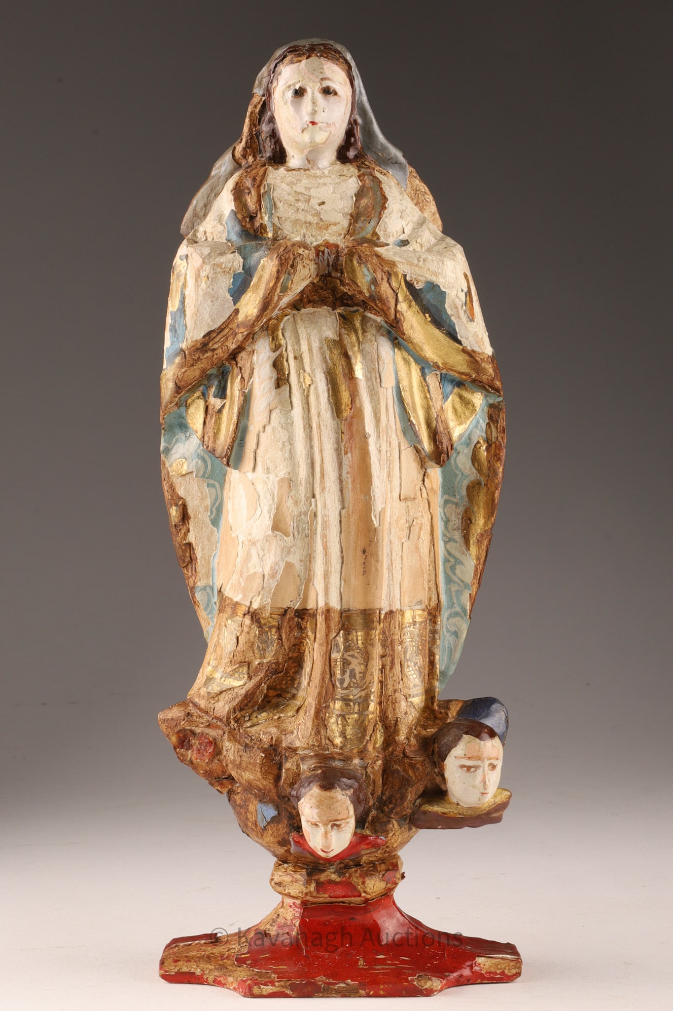 19th C Carved Polychrome Madonna Santos Figure (1 of 9)
