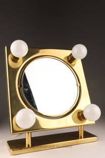 MCM Hollywood Vanity Femme Lite Makeup Mirror: Mid Century Hollywood Recency Style Vanity Flip Magnified and Lighted Femme Lite Makeup Mirror. 13 inches H x 10.5 W x 3.25 deep. Should be rewired.